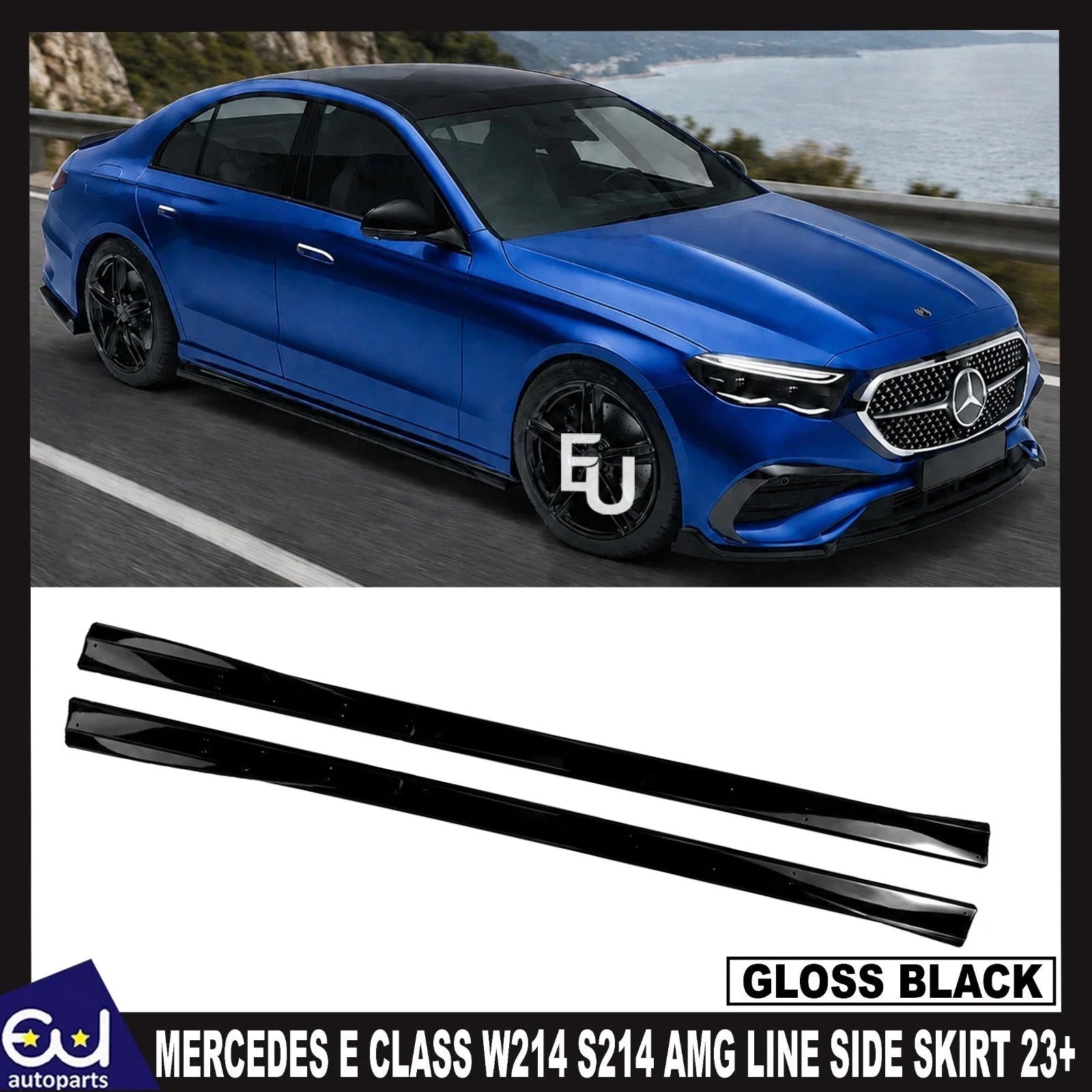 FOR MERCEDES E CLASS W214 S214 AMG LINE SIDE SKIRT EXTENSION LIP GLOSS BLACK 23+