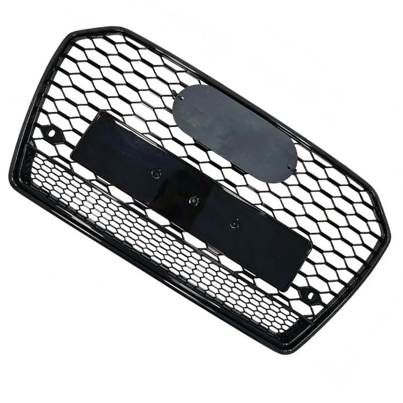 RS6 STYLE FRONT HONEYCOMB GRILL GRILLE FOR AUDI A6 C7.5 2015-2018 GLOSS BLACK