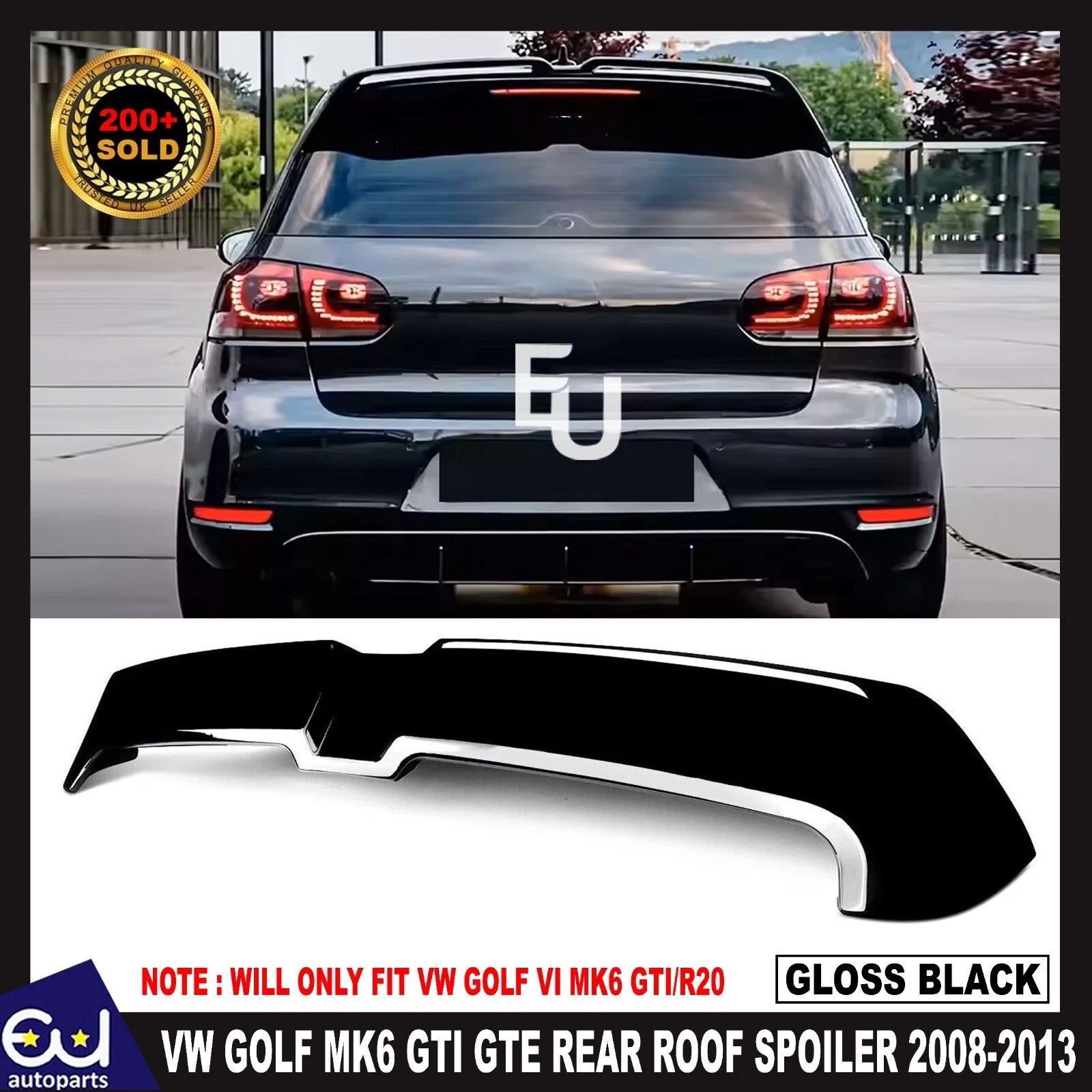 REAR ROOF BOOT SPOILER FOR VW GOLF MK6 GTI GTE R OETTINGER STYLE 08-2013 BLACK