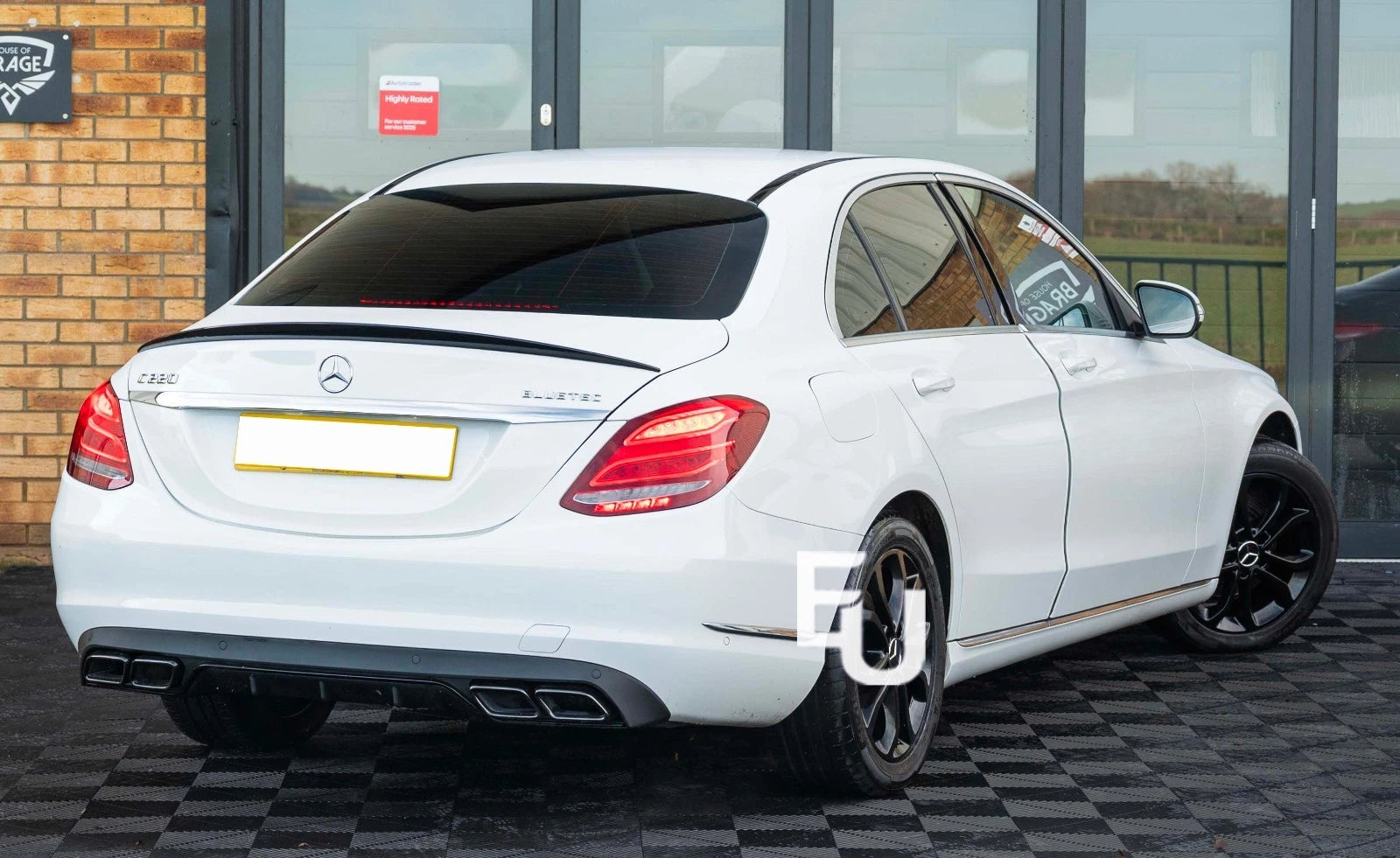 REAR DIFFUSER TAIL PIPE NON AMG FOR MERCEDES C-CLASS W205 C63 LOOK GLOSS BLACK