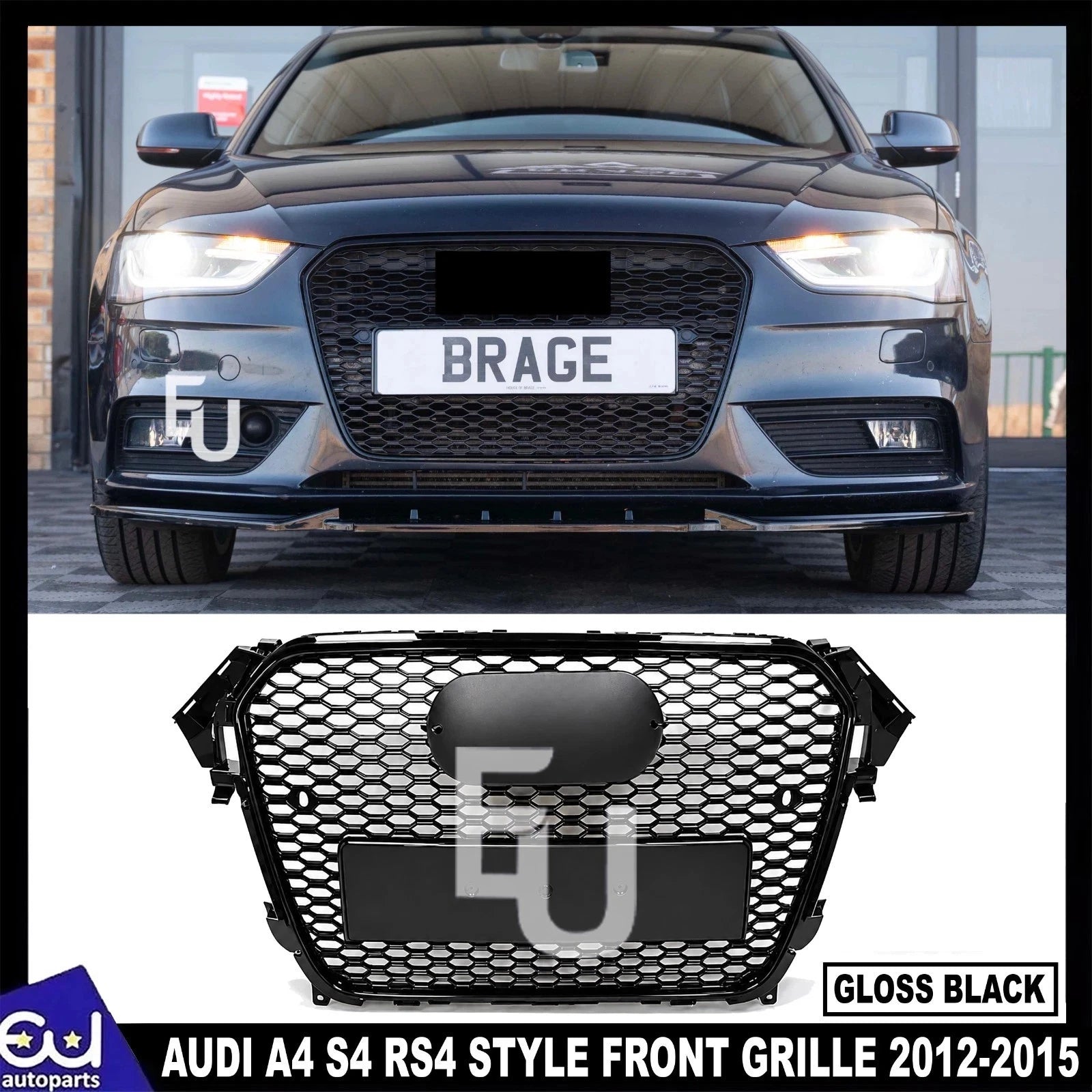 RS4 HONEYCOMB STYLE FRONT RADIATOR GRILLE GRILL FOR AUDI A4 S4 B8.5 12-15 LCI