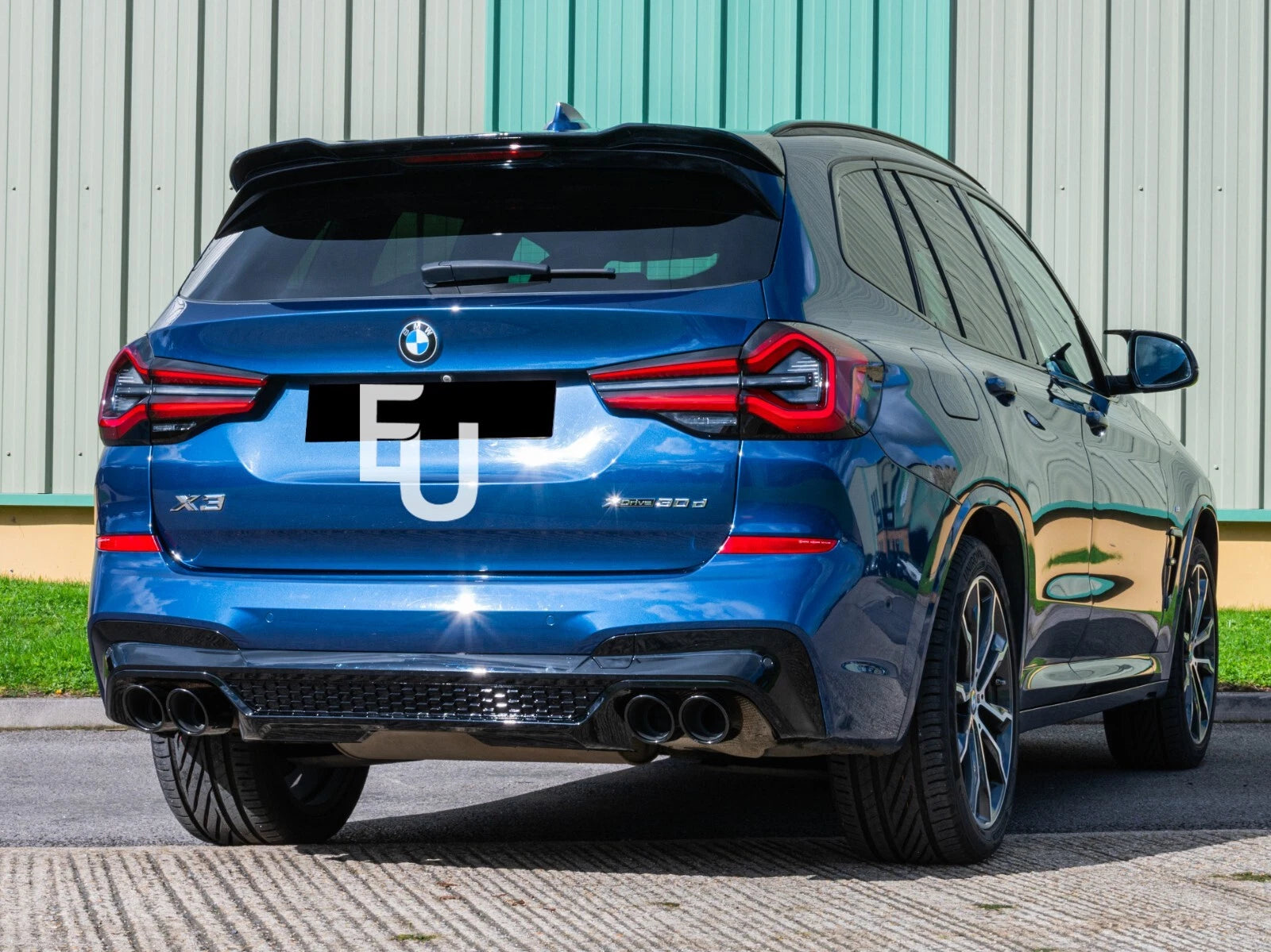 FOR BMW X3 G01 MP STYLE X3M REAR DIFFUSER WITH TAILPIPE GLOSS BLACK 17-20