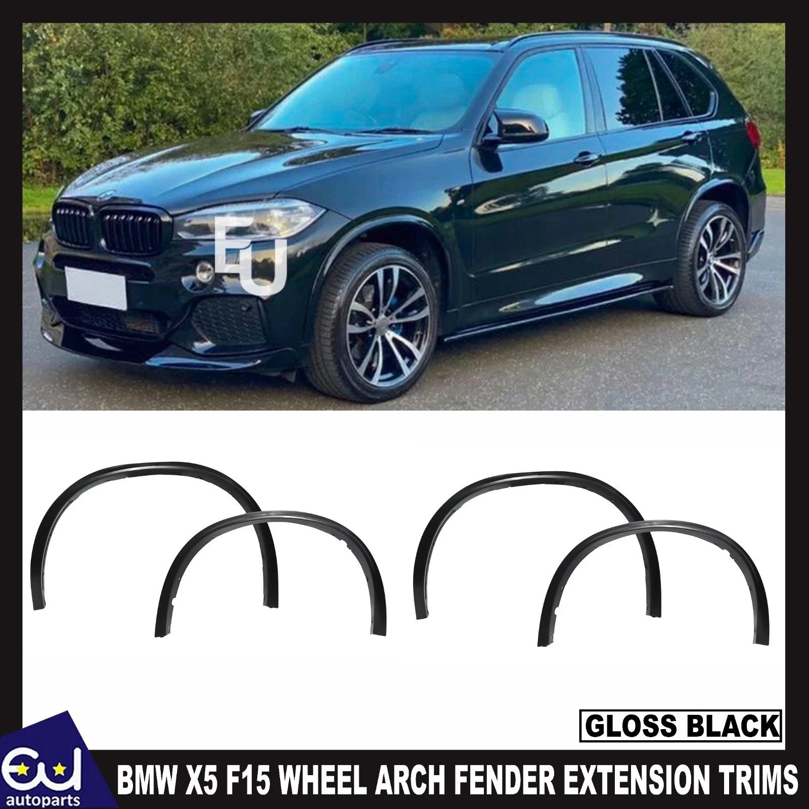 FOR BMW X5 F15 WHEEL ARCH FENDER EXTENSION GLOSS BLACK TRIMS FRONT REAR SET 4X