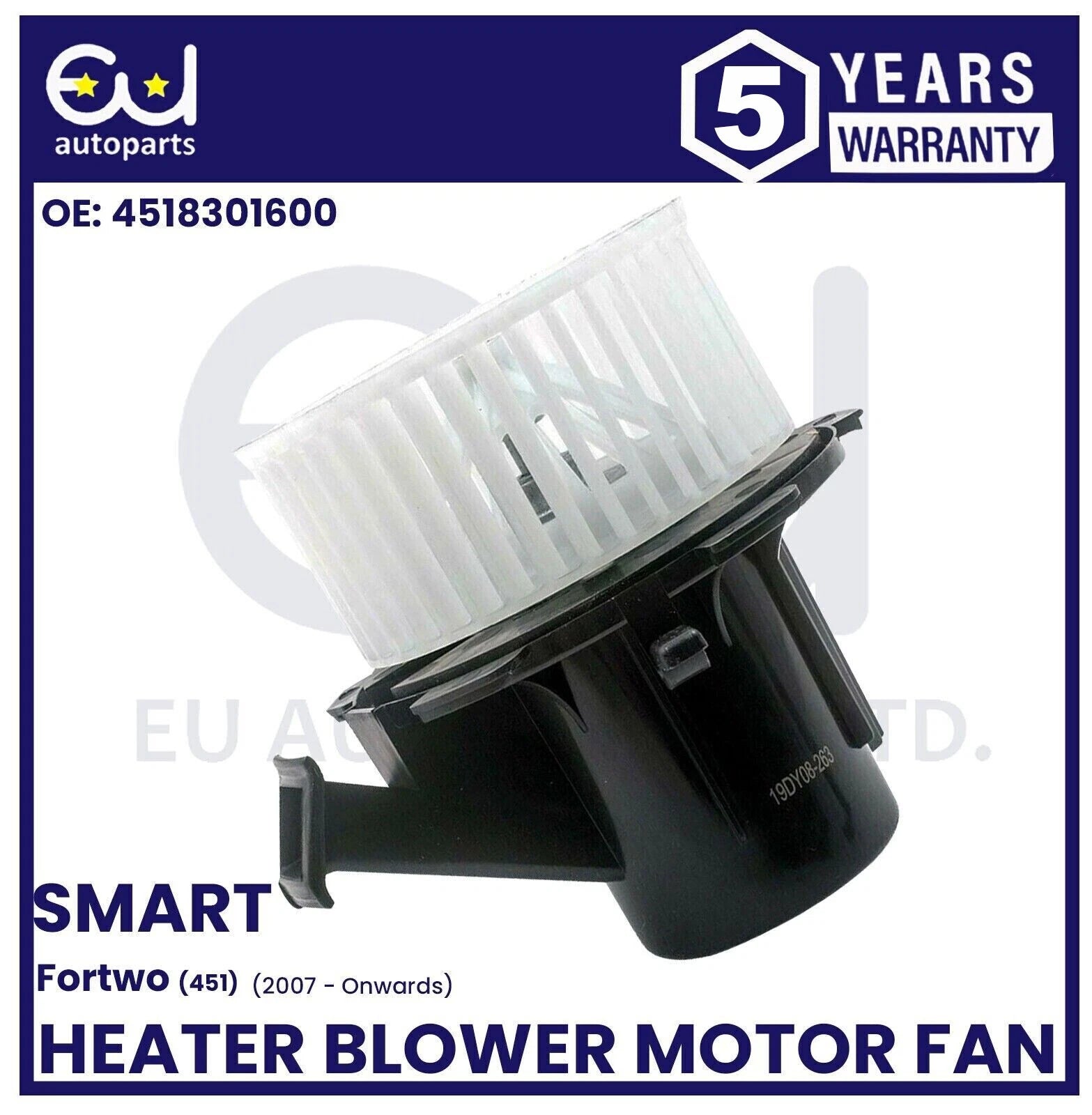 HEATER INTERIOR BLOWER MOTOR FAN FOR SMART FORTWO CABRIO 451 2007-23 4518301600