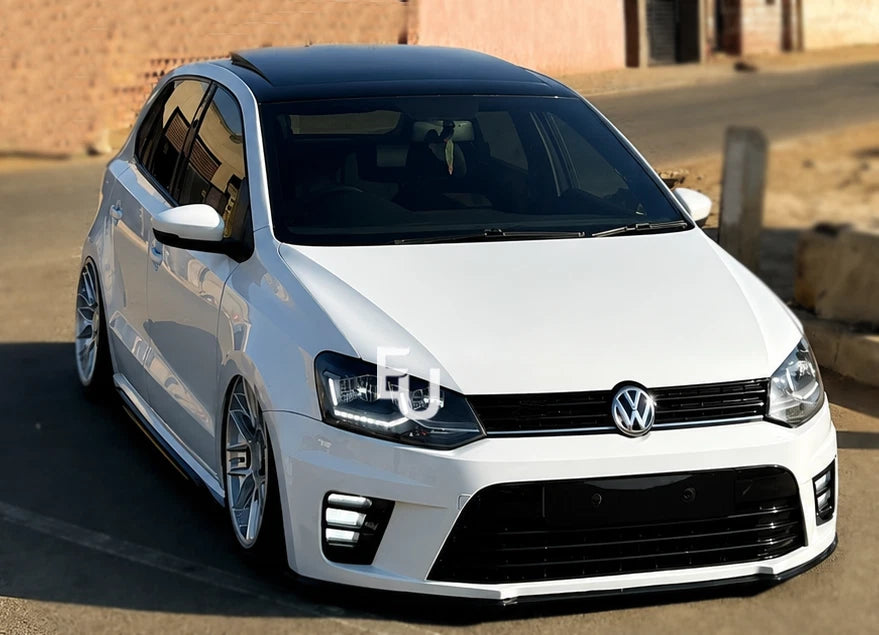FOR VW POLO 2009-2017 FRONT BUMPER COMPLETE WITH GRILLES & LED WRC STYLE