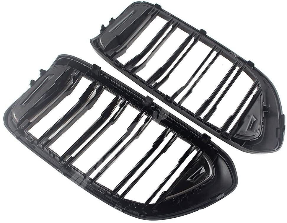 FOR BMW 6 SERIES GT G32 DOUBLE SLAT FRONT KIDNEY GRILLE GLOSS BLACK 2017-2020