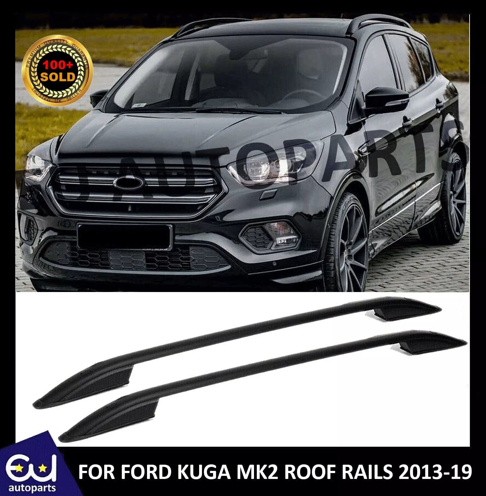 FOR FORD KUGA MK2 ROOF RAILS RACK CROSS BARS ALUMINUM BLACK OEM FIT 2013-2019