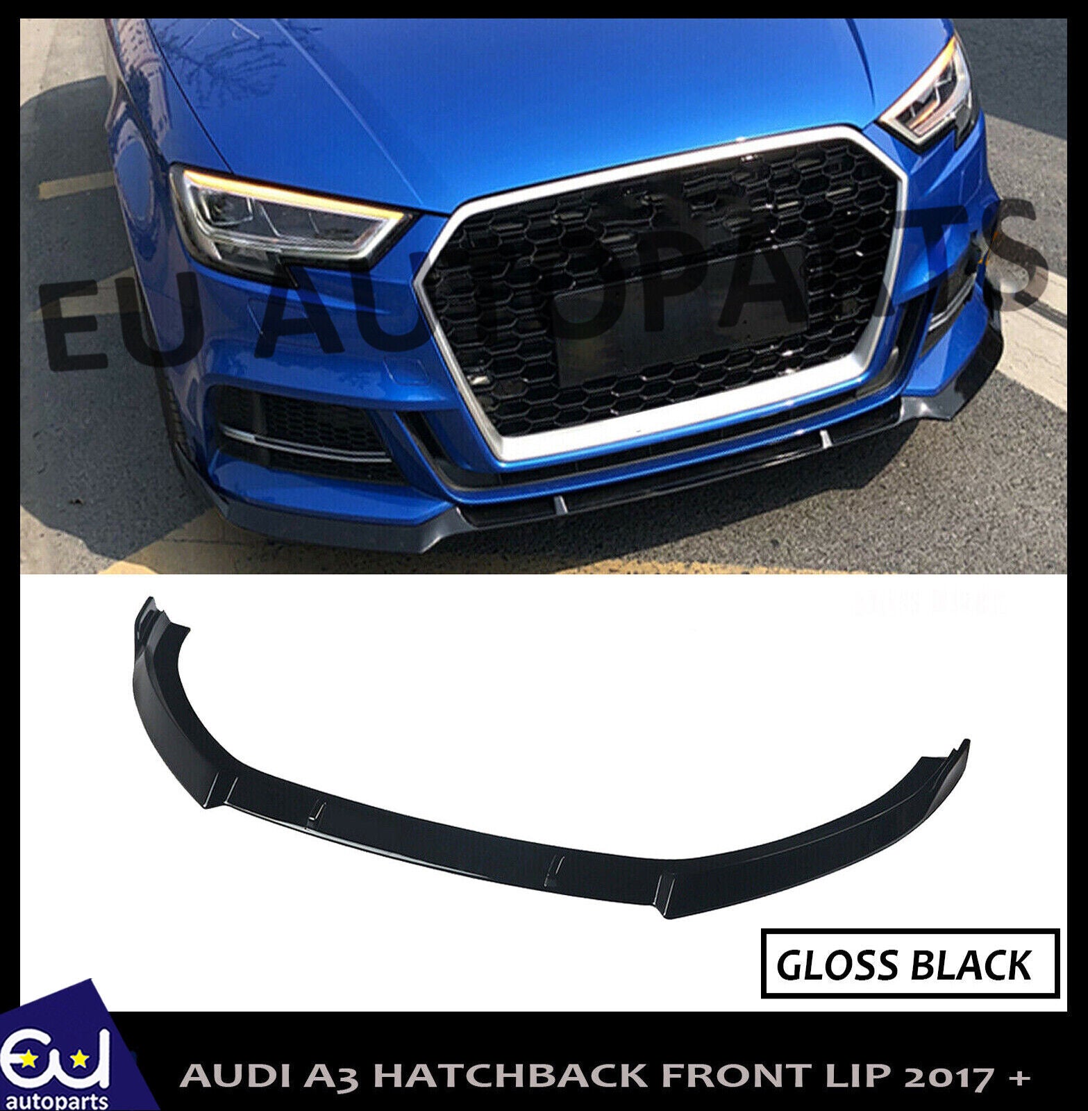 AUDI A3 8V SE FRONT SPLITTER LIP DIFFUSER SPOILER 2017+ FOR NORMAL HAT