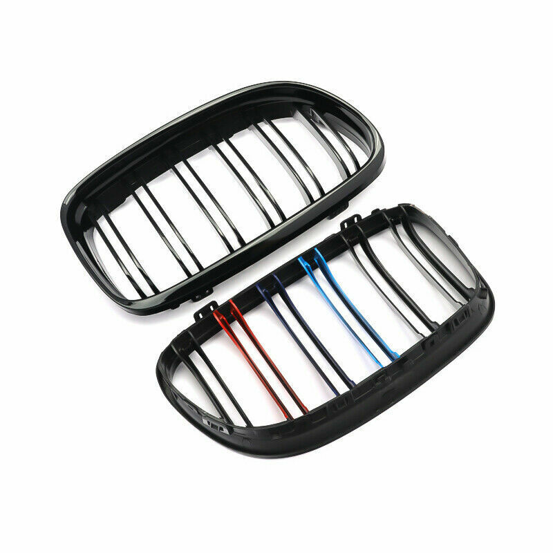 M COLOR BLACK TWIN BAR KIDNEY GRILLE GRILL FOR BMW 3 SERIES E90 E91 LCI 08-2011