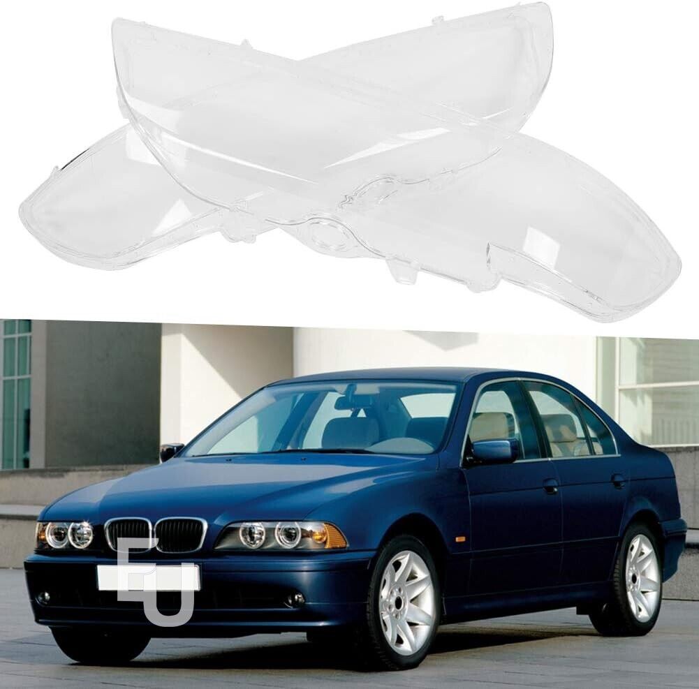 HEADLIGHT LENSES LENS COVER PLASTIC PAIR FOR BMW 5-SERIES E39 1995-2004 UK STOCK