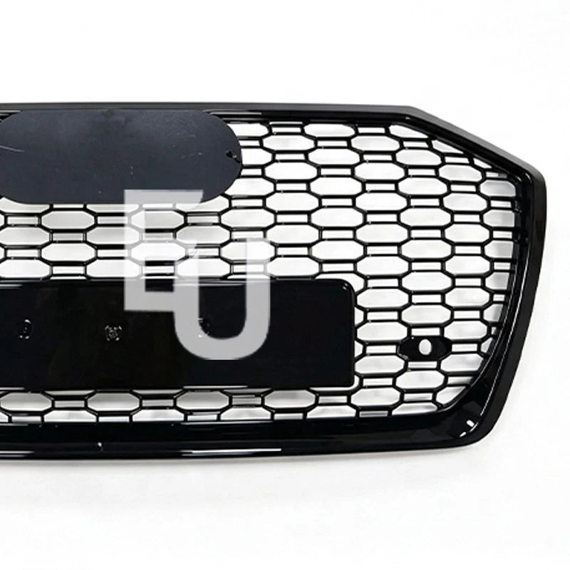 RS6 LOOK FRONT HONEYCOMB GRILLE GRILL FOR AUDI A6 AVANT S6 C8 GLOSS BLACK 18-25