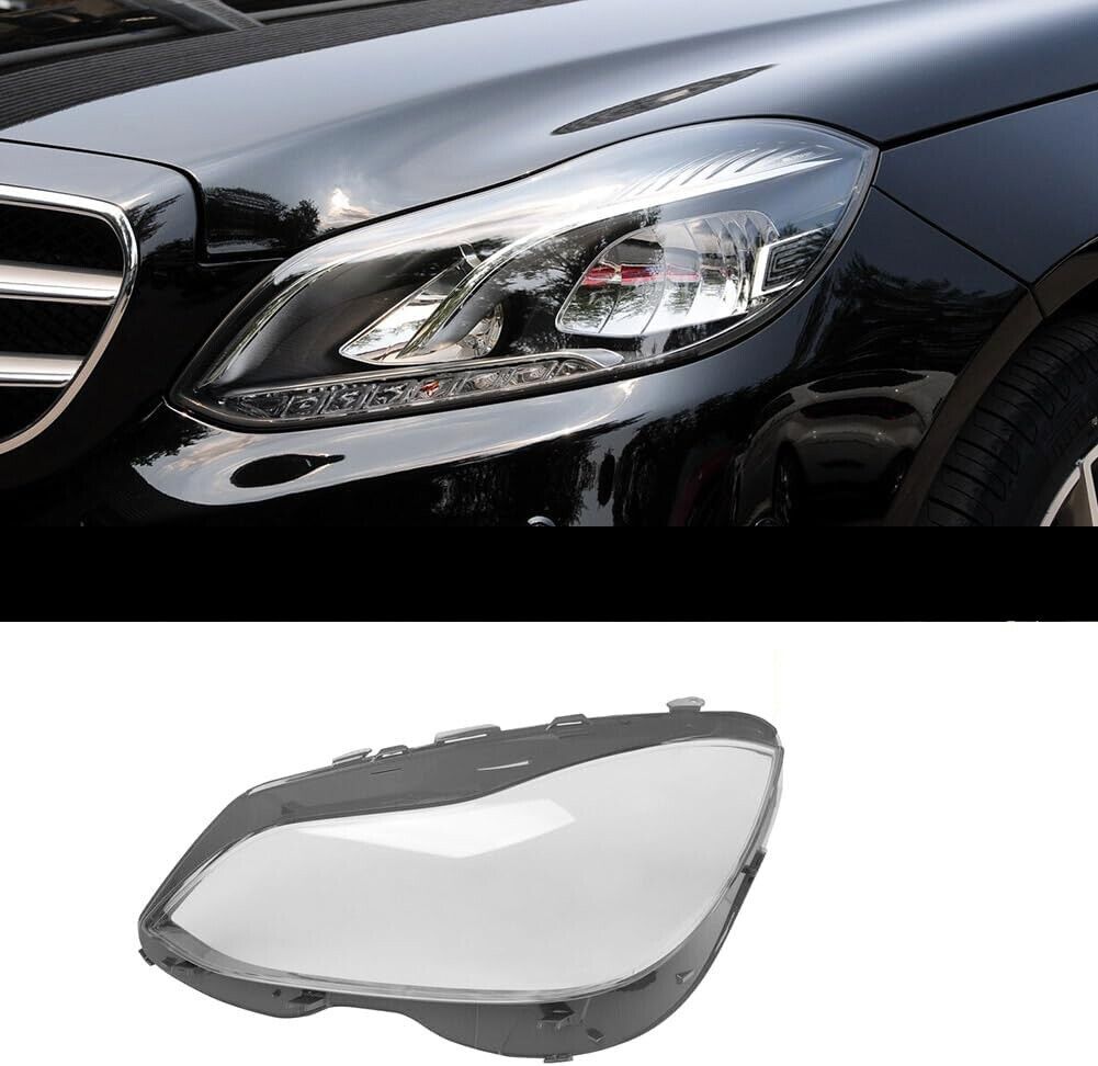 PAIR HEADLIGHT HEADLAMP LENS COVER FOR MERCEDES BENZ E CLASS W212 S212 2013-2016