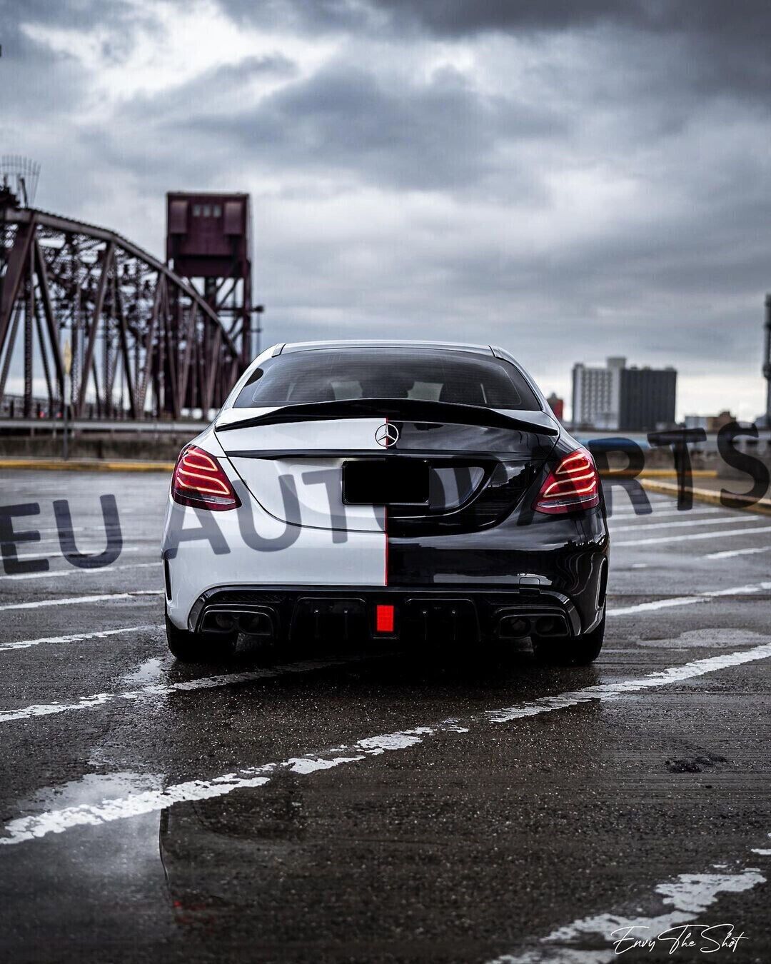 FOR MERCEDES C CLASS W205 RENNTECH PSM STYLE REAR BOOT SPOILER LIP CARBON LOOK