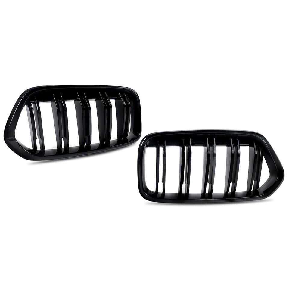 FOR BMW X2 SERIES F39 DOUBLE FRONT KIDNEY GRILLE GRILL GLOSS BLACK 2017-23