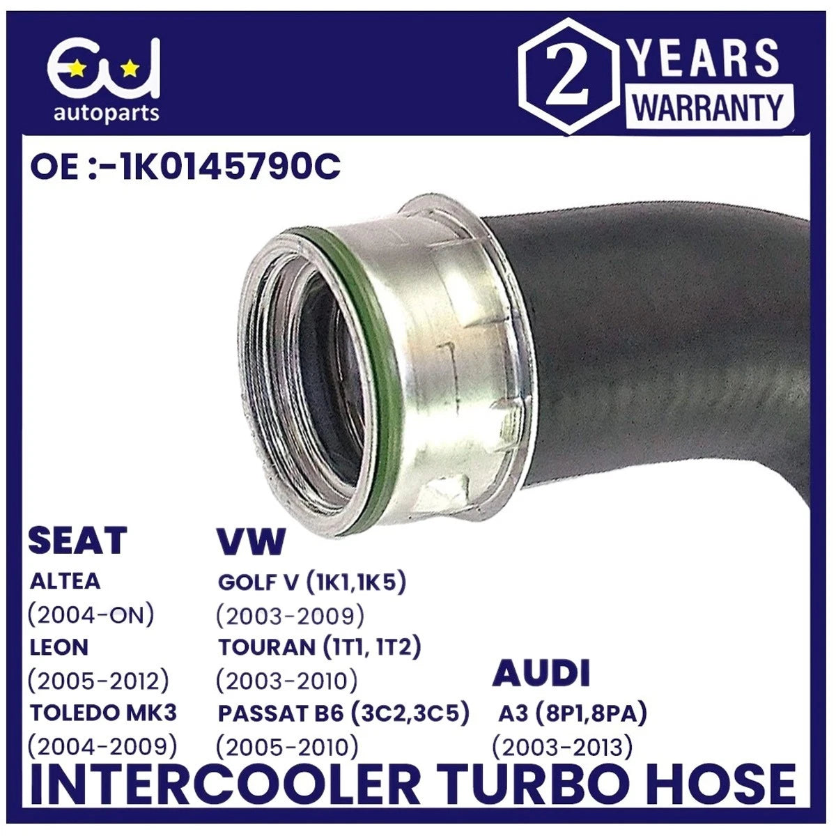 VW AUDI SEAT TURBO BOOST INTERCOOLER HOSE PIPE 1K0145790C 2.0 TDi A3 GOLF PASSAT