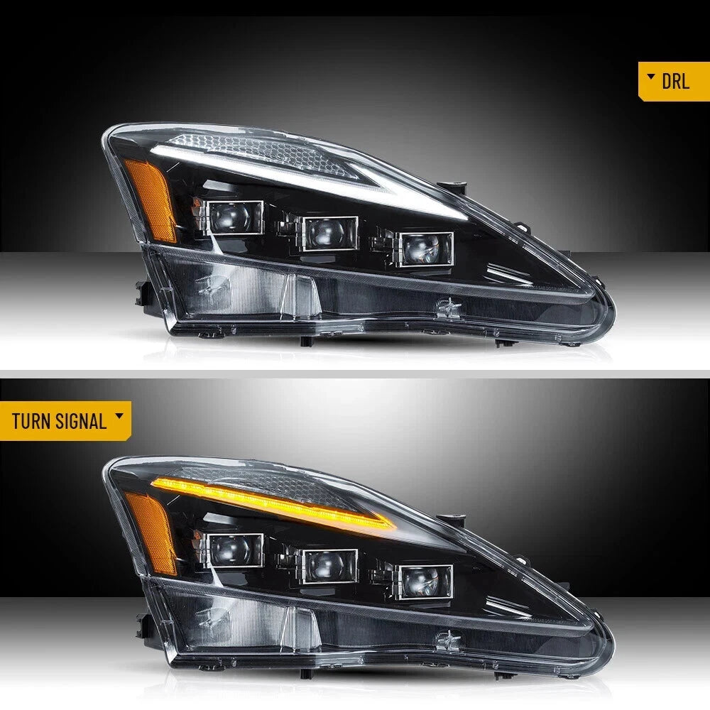 PAIR HEADLIGHTS PROJECTOR LED DRL FOR 2006-2013 LEXUS IS250 IS350 ISF W/STARTUP