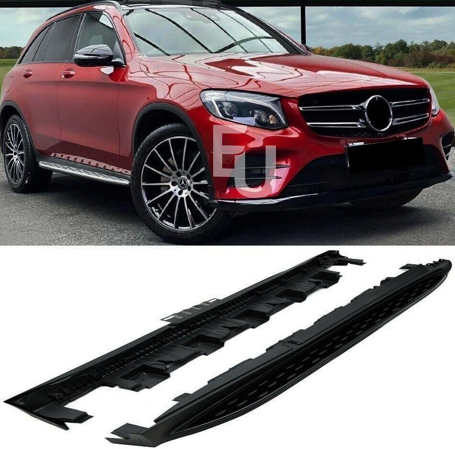 FOR MERCEDES BENZ GLC X253 & COUPE C253 15-22 SIDE STEPS RUNNING BOARD ALL BLACK