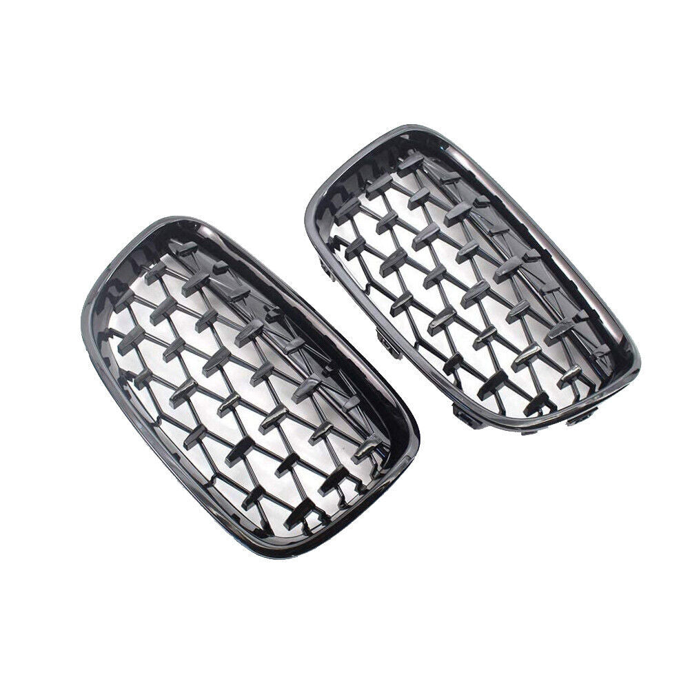 FOR BMW 1 SERIES F20 F21 GLOSS BLACK FRONT KIDNEY DIAMOND GRILL GRILLE 11-14