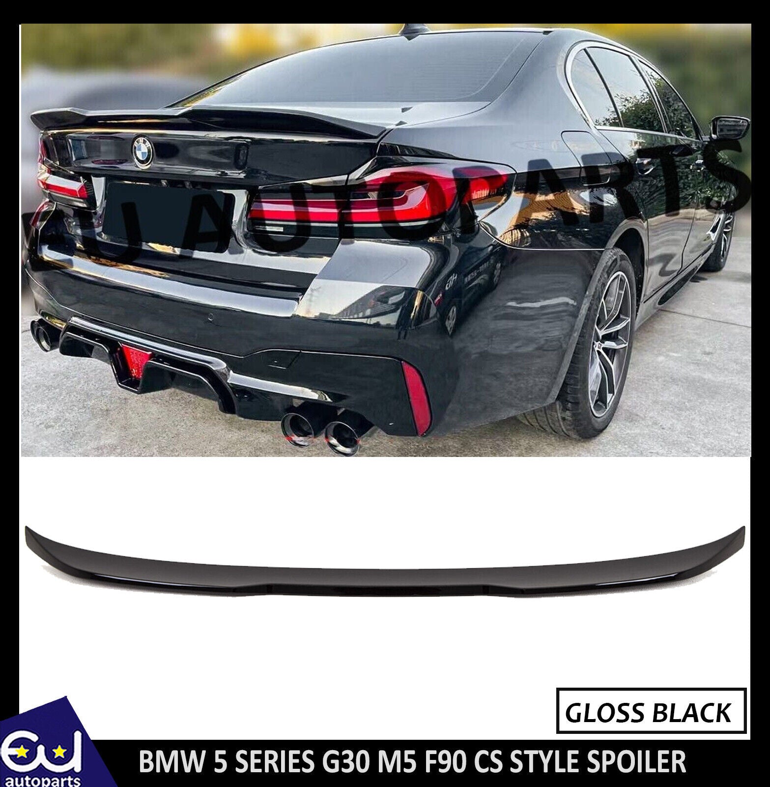 FOR BMW 5 SERIES G30 M5 F90 REAR TRUNK BOOT LIP SPOILER CS STYLE GLOSS BLACK