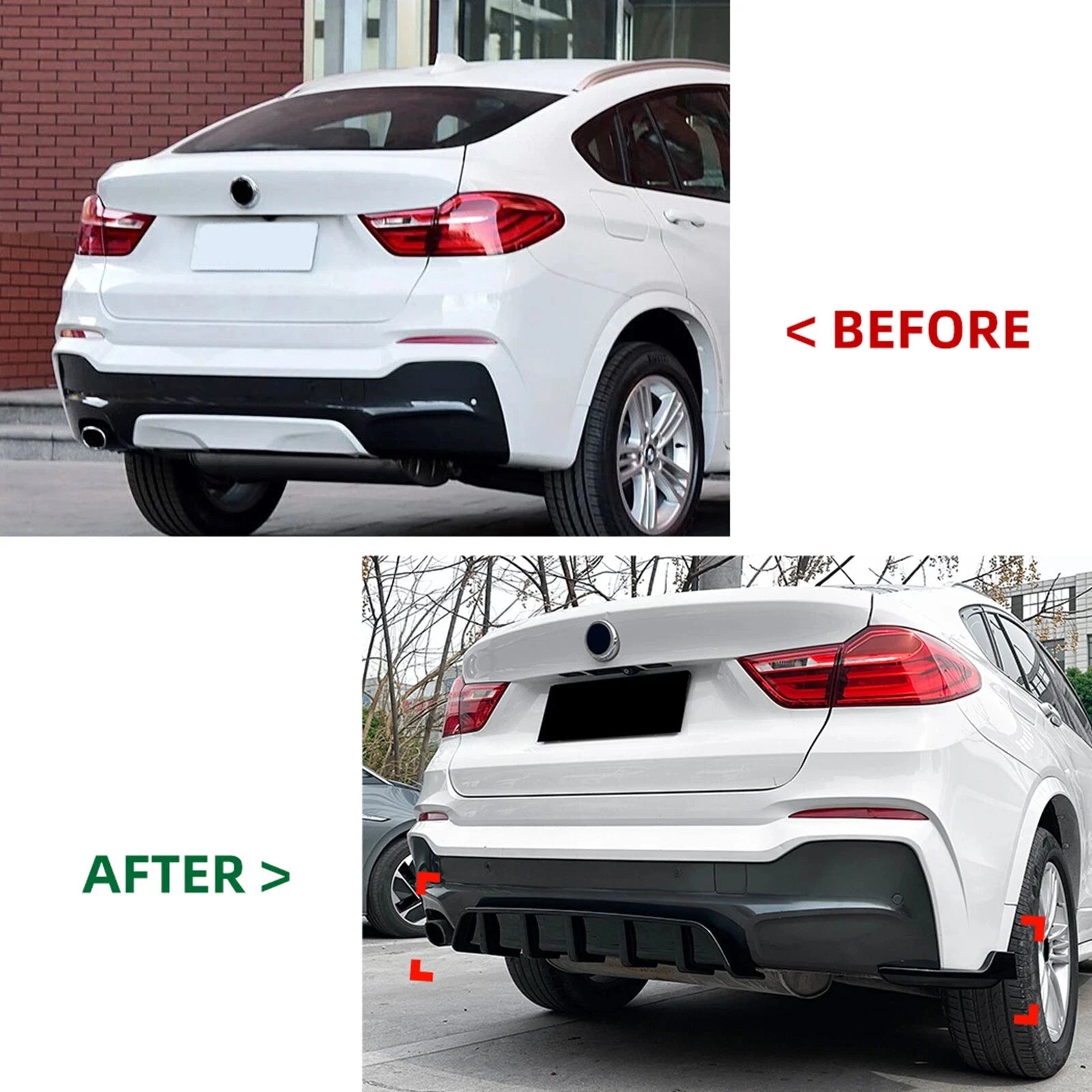 FOR BMW X4 F26 M SPORT REAR BUMPER DIFFUSER LIP KIT COVER GLOSS BLACK 2014-2018