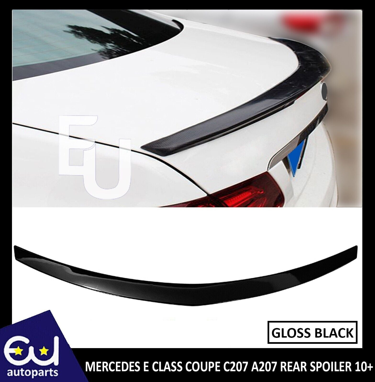 FIT MERCEDES E CLASS COUPE C207 A207 AMG REAR TRK BOOT LIP SPOILER 10+ GLOSS BLK