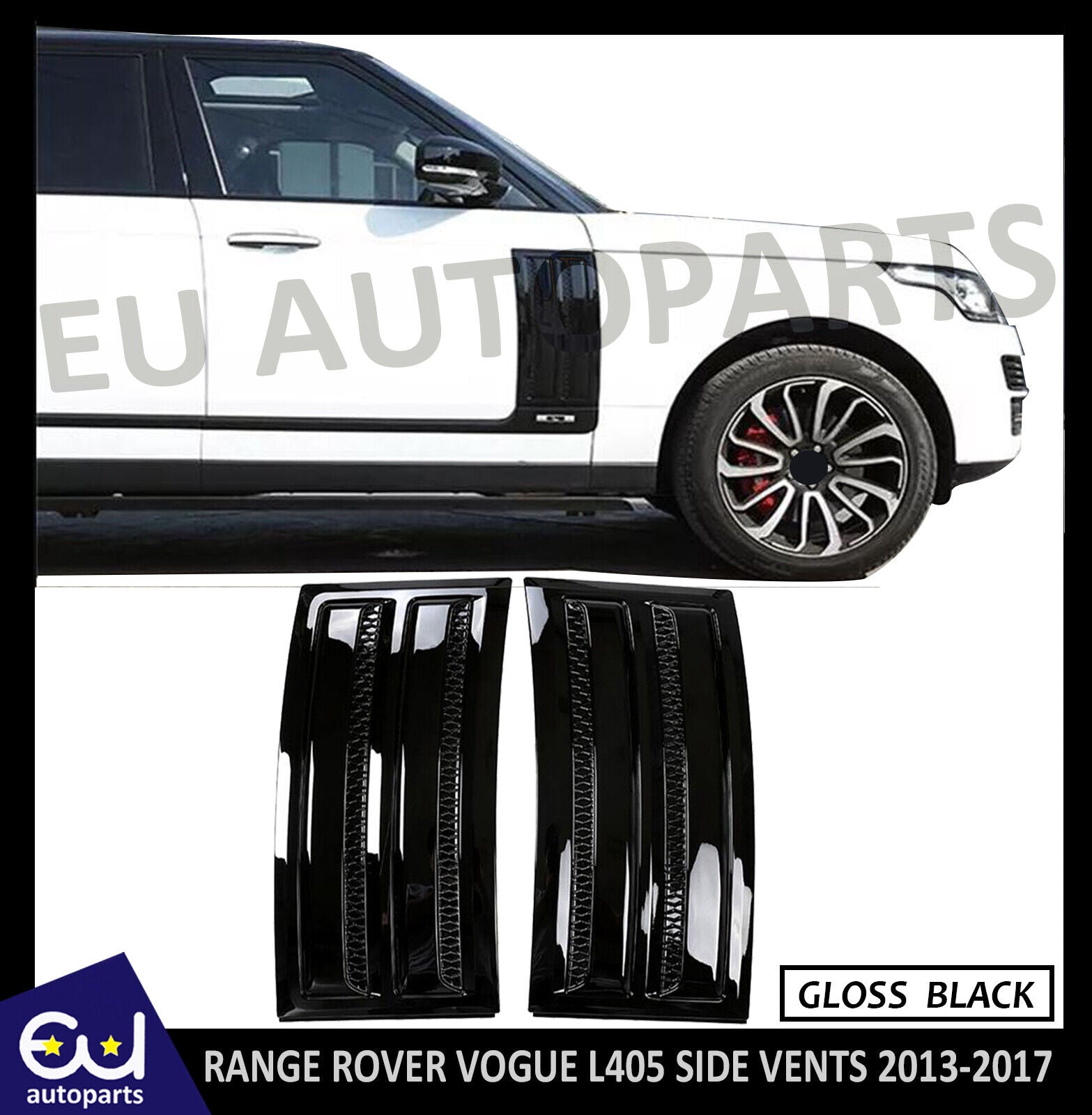 FOR LAND ROVER RANGE ROVER VOGUE L405 SIDE VENTS SVO LOOK GLOSS BLACK