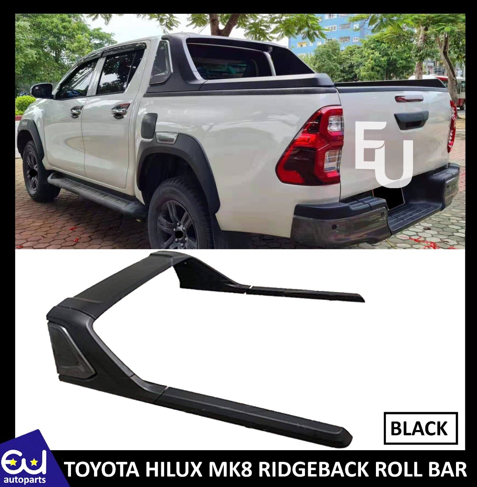 FOR TOYOTA HILUX REVO 15-23 ABS PICKUP CHASE RACK DOUBLE CAB ROLL BAR 3 PCS LED