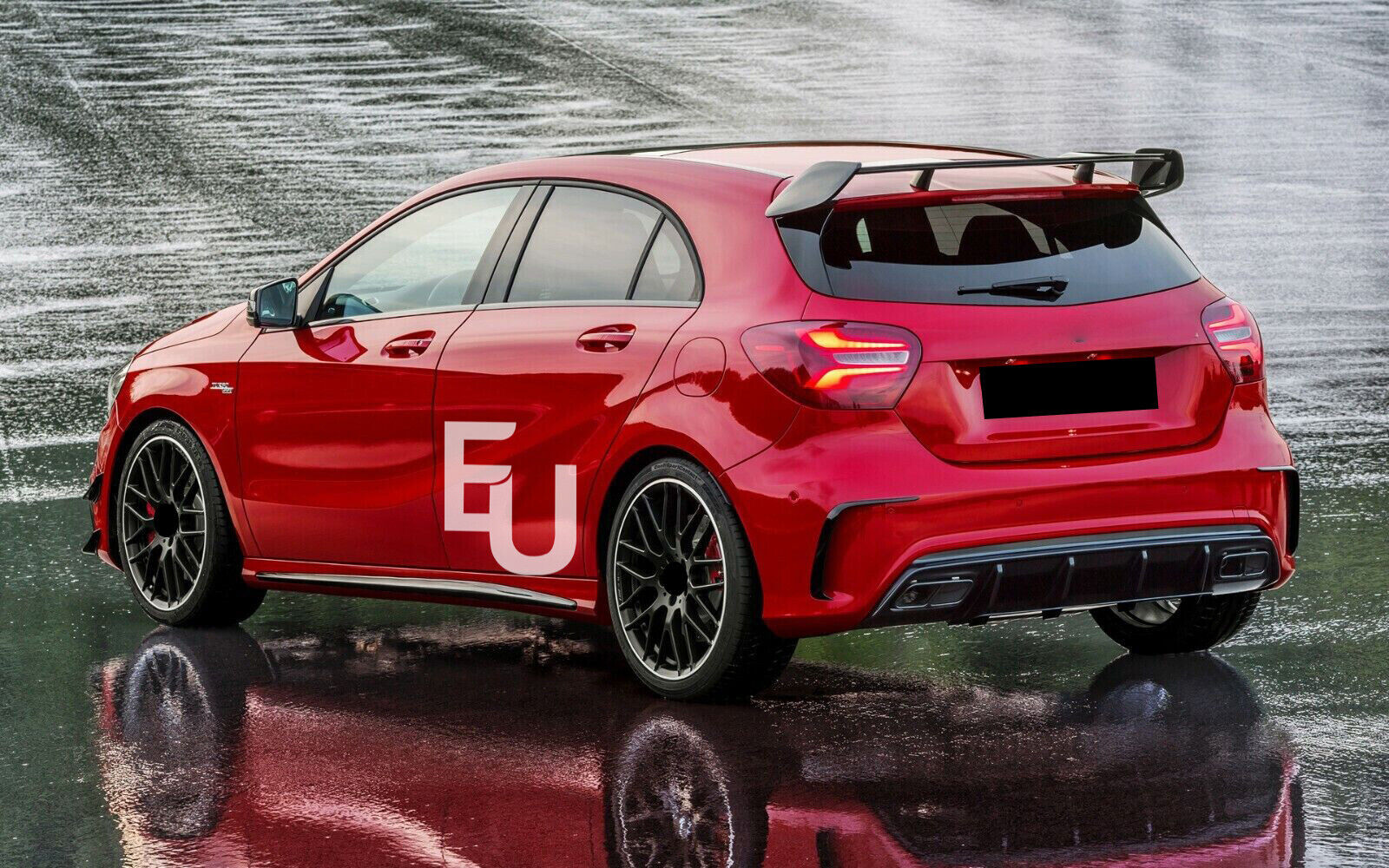 FOR MERCEDES A CLASS W176 AMG A45 LOOK REAR DIFFUSER SPLITTER GLOSS BLACK 12-18