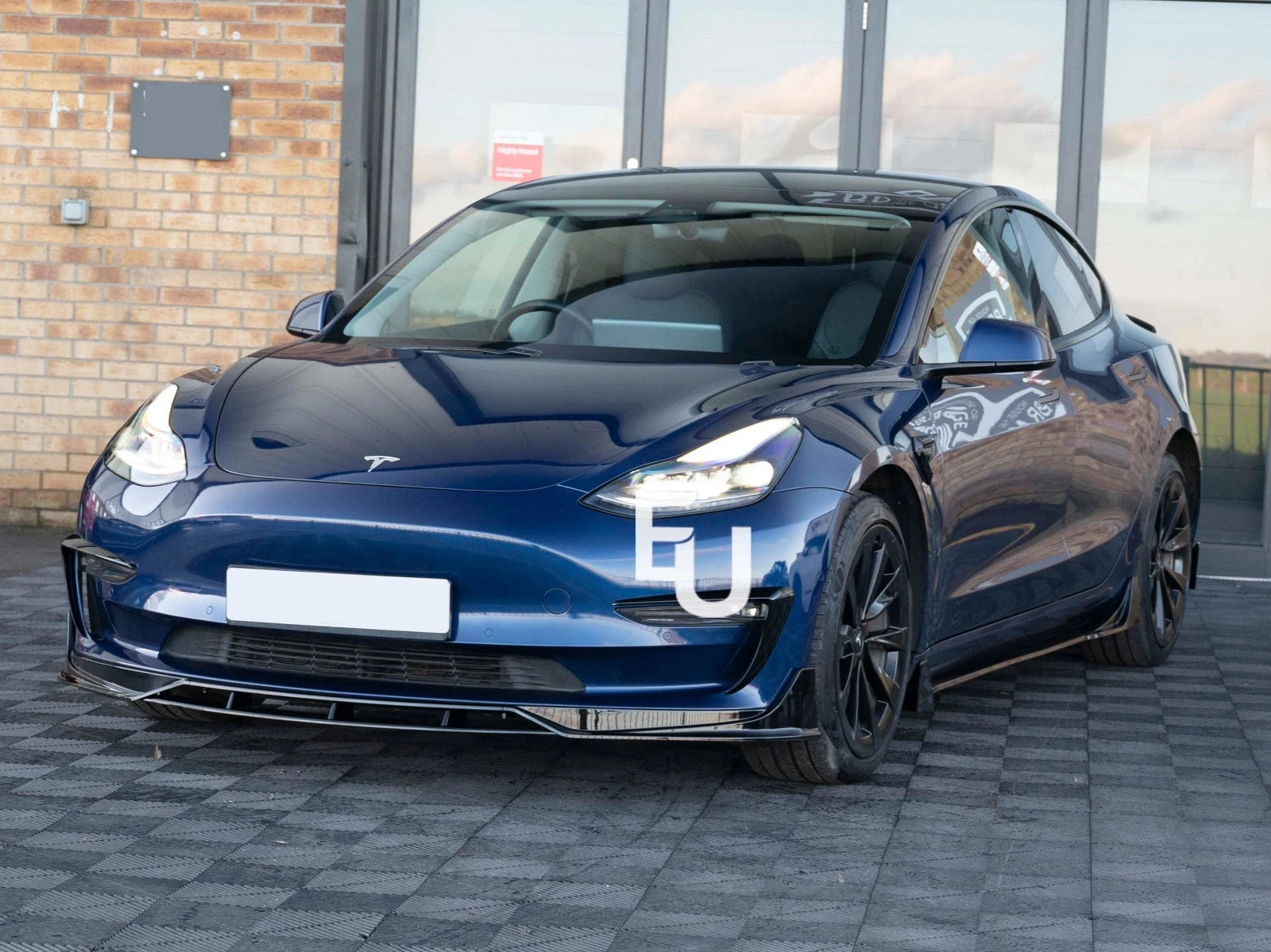FOR TESLA MODEL 3 FRONT BUMPER SPLITTER LIP SPOILER VALANCE GLOSS BLK 2017-2021