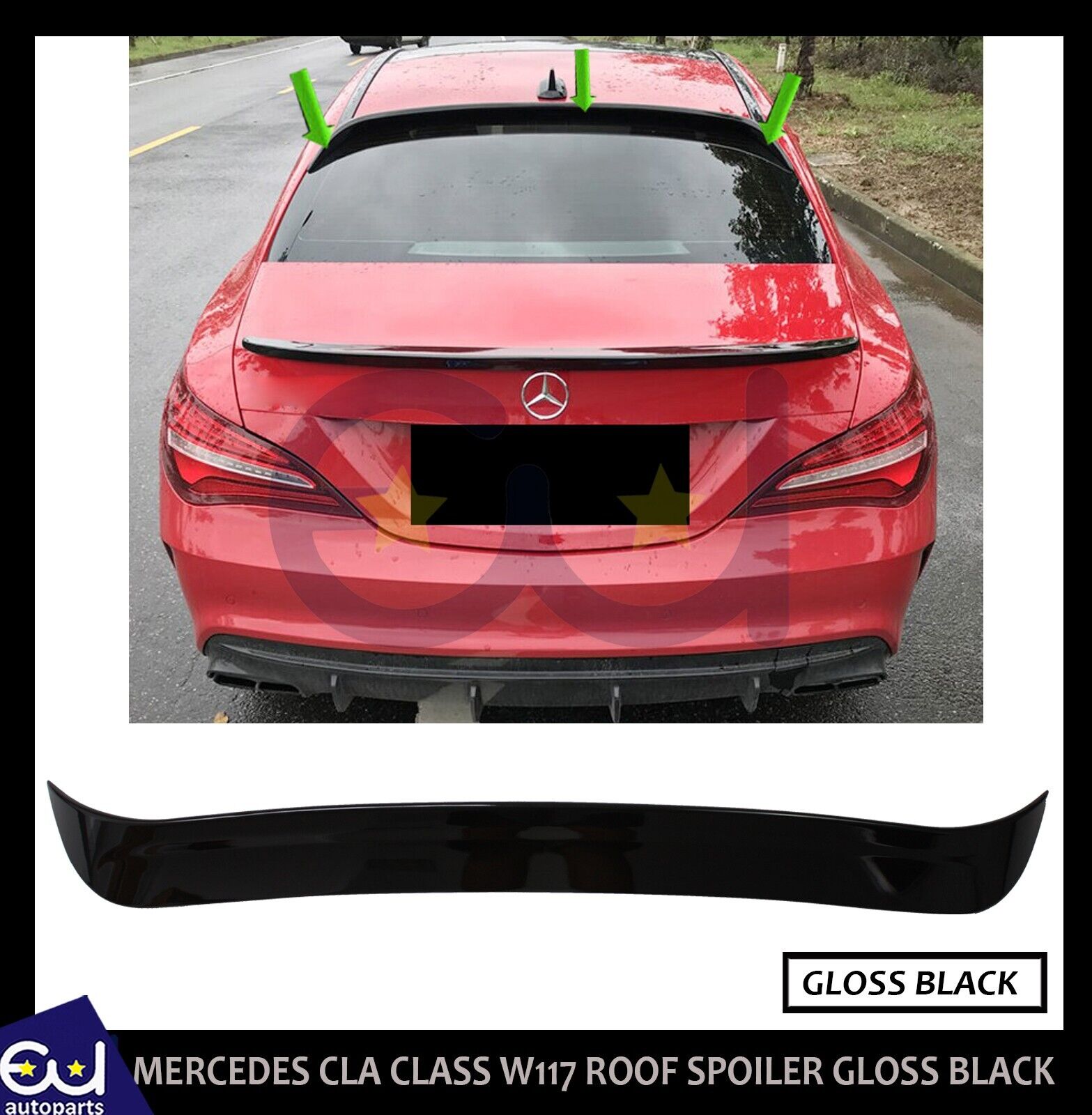 REAR ROOF SPOILER AMG STYLE FOR MERCEDES CLA CLASS W117 C117 13-18 GLOSS BLACK