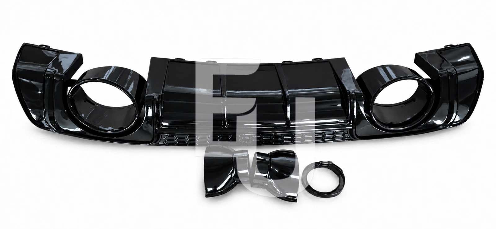 GLOSS BLACK REAR BUMPER DIFFUSER TTRS LOOK FOR AUDI TT MK3 W/TAILPIPE 2015-2018