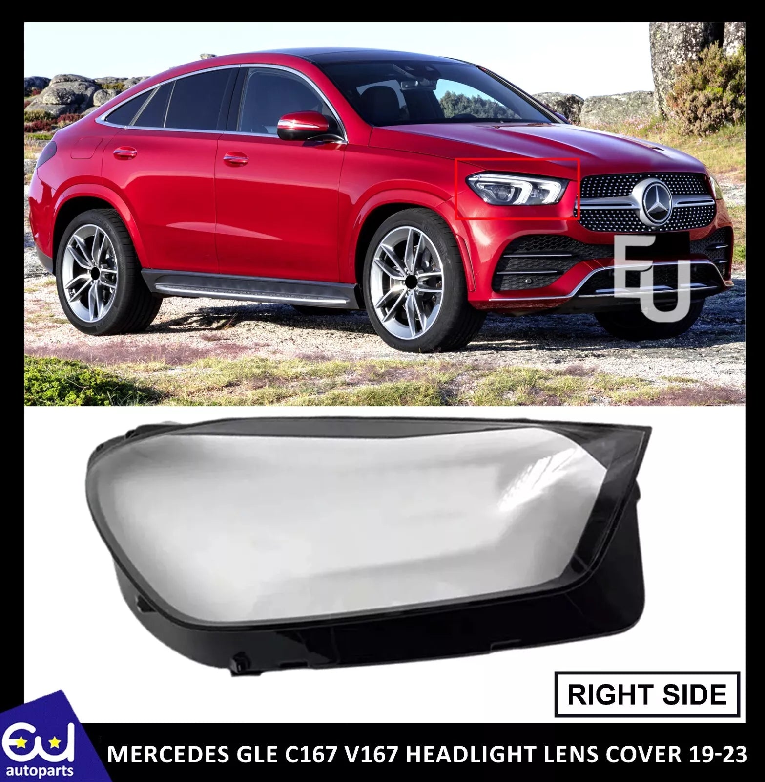 FOR MERCEDES GLE W167 C167 V167 HEADLIGHT LENS LAMP COVER RIGHT DRIVER SIDE 19+