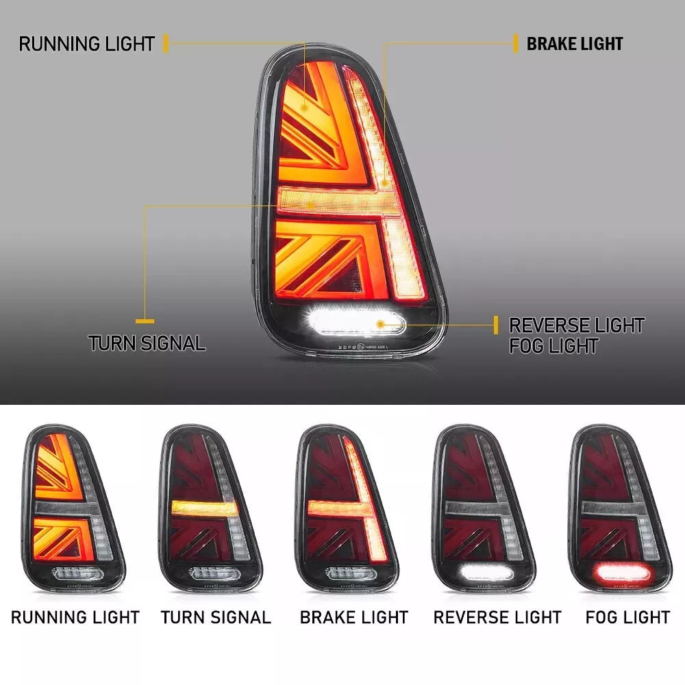 FOR MINI COOPER S R50 R52 R53 UNION JACK TAIL LIGHTS LAMP W/ANIMATION 2001-2006
