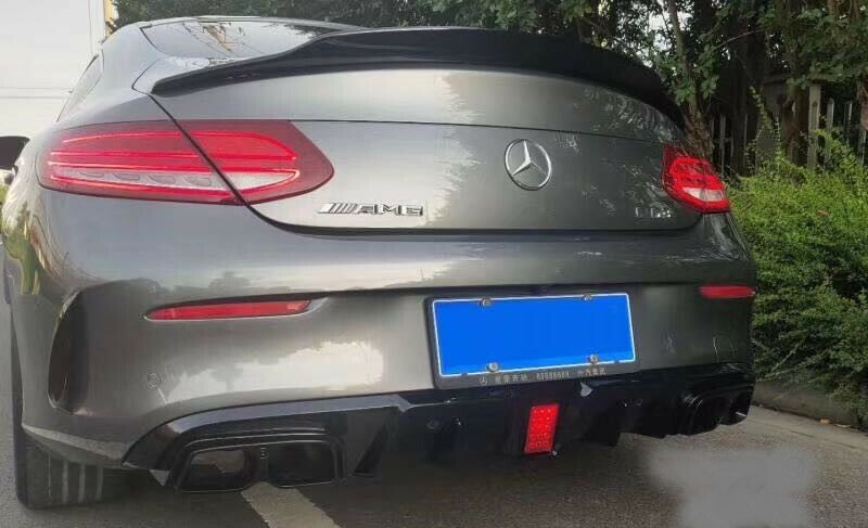 FOR MERCEDES C CLASS C205 A205 COUPE AMG C63 BB STYLE REAR DIFFUSER + TAIL PIPES