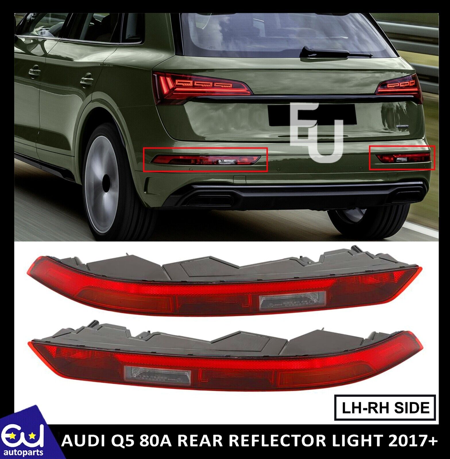 PAIR REAR BUMPER LOWER TAIL LIGHT BRAKE STOP LAMP FOR AUDI Q5 80A 2017-ON