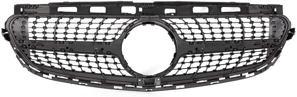 GLOSS BLACK CHROME DIAMOND GRILL GRILLE FOR MERCEDES E CLASS W212 2013-2016 AMG