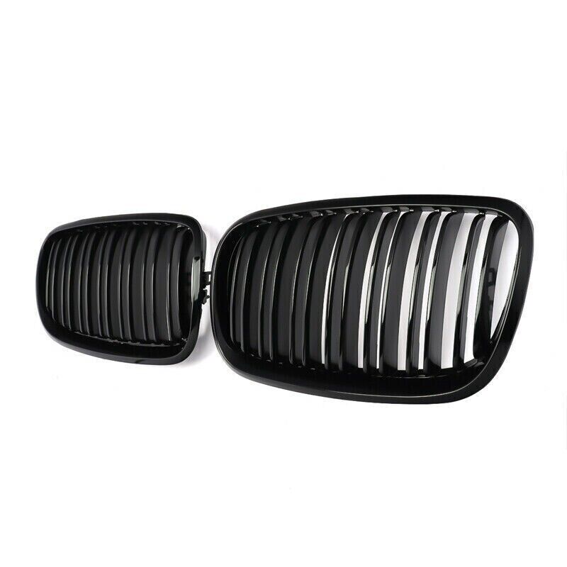 FOR BMW X5 E70 X6 E71 GRILLE GRILL GLOSS DOUBLE SLAT FRONT BUMPER KIDNEY 2007-13