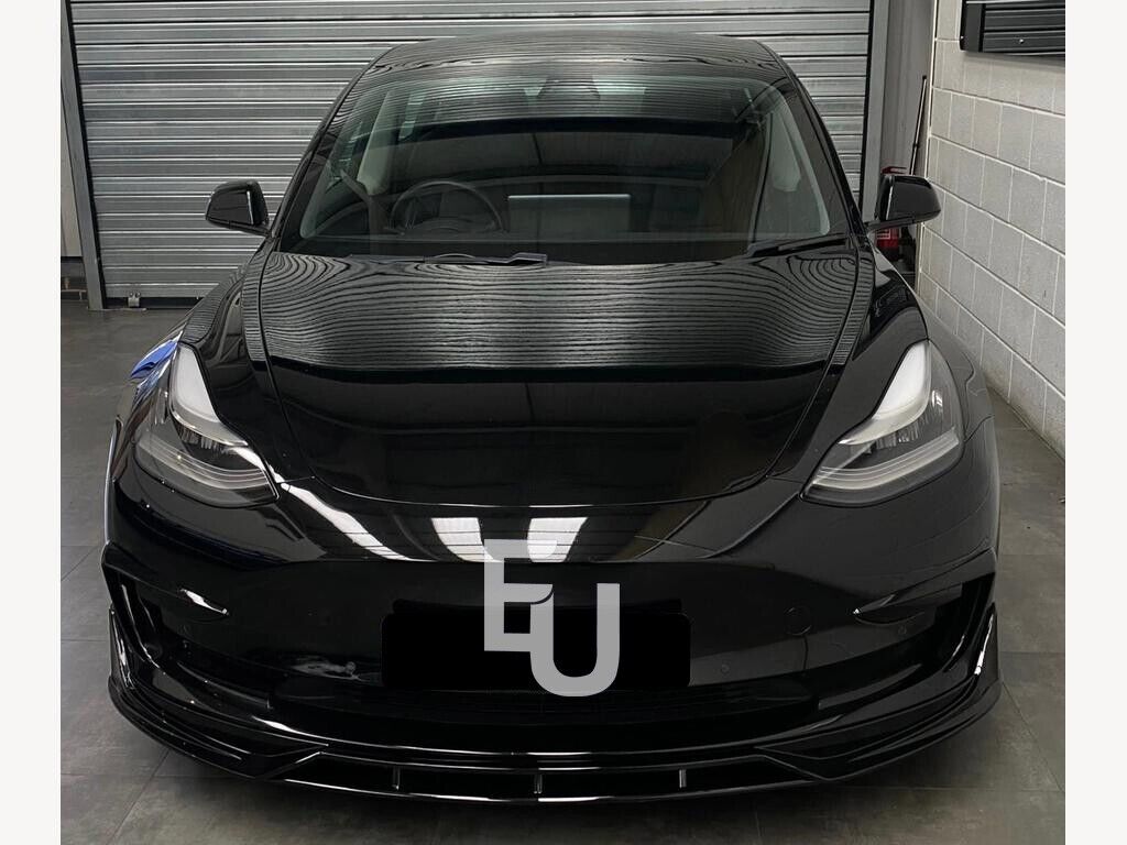 GLOSS BLACK FRONT BUMPER LIP SPOILER SPLITTERS FOR TESLA MODEL 3 SALOON 2017-21