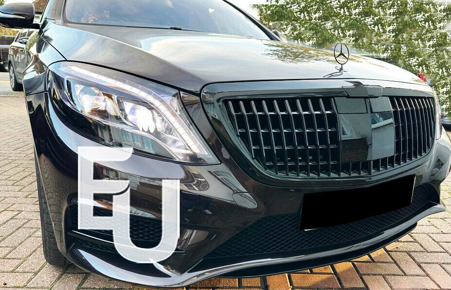 FOR MERCEDES BENZ S CLASS W222 S350 14+ MAYBACH STYLE FRONT GRILL GRILLE BLACK