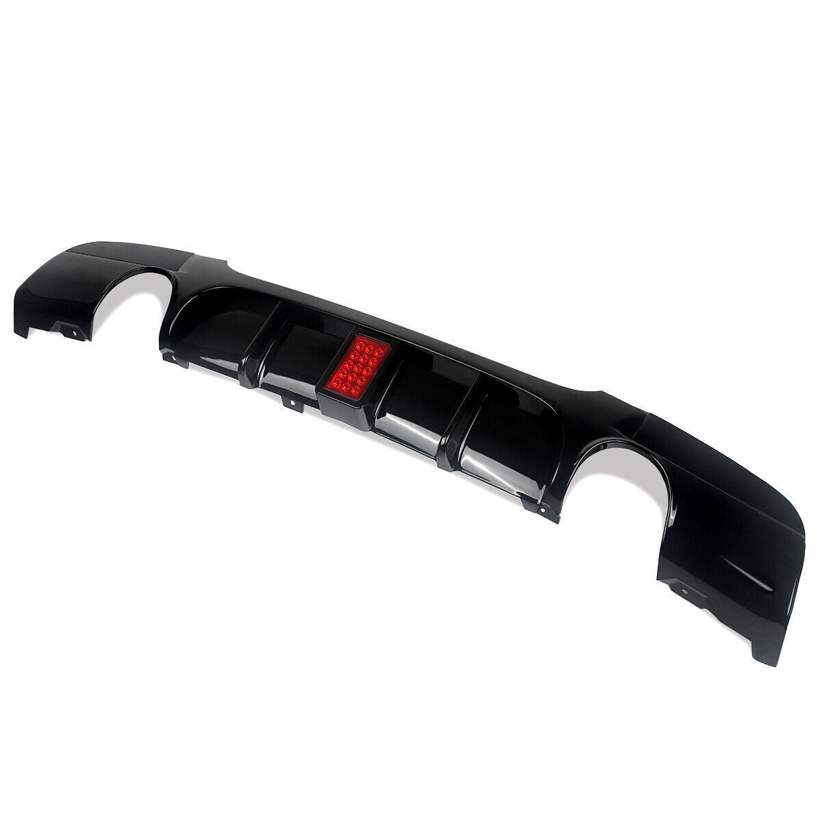 FOR BMW 3 SERIES E90 E91 M SPORT REAR DIFFUSER DUAL EXHAUSTS GLOSS BLACK W/ LED