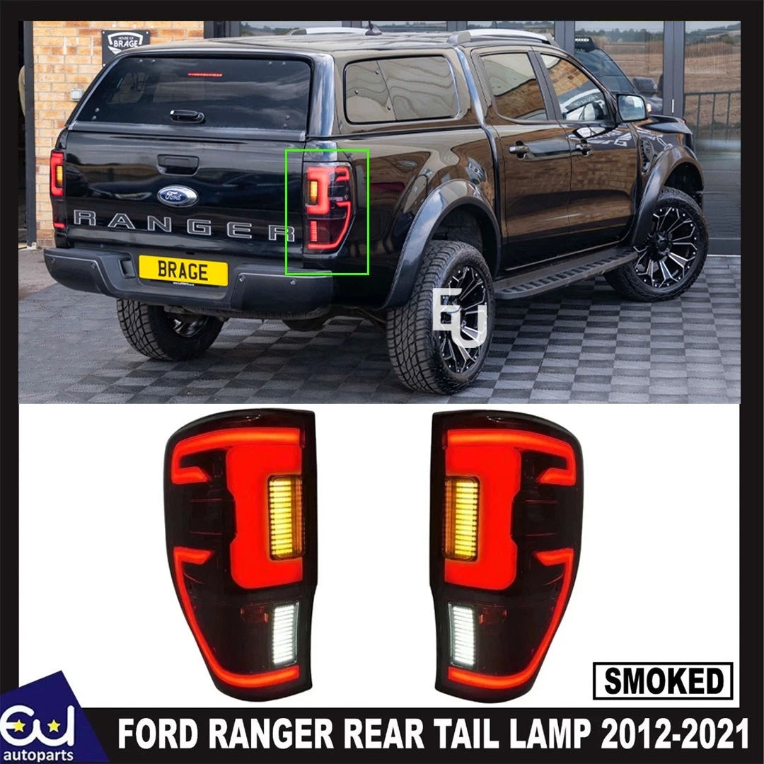 2X LED SMOKED REAR TAIL LIGHT LAMPS FOR FORD RANGER T6 PX1 T7 PX2 T8 PX3 2011-22