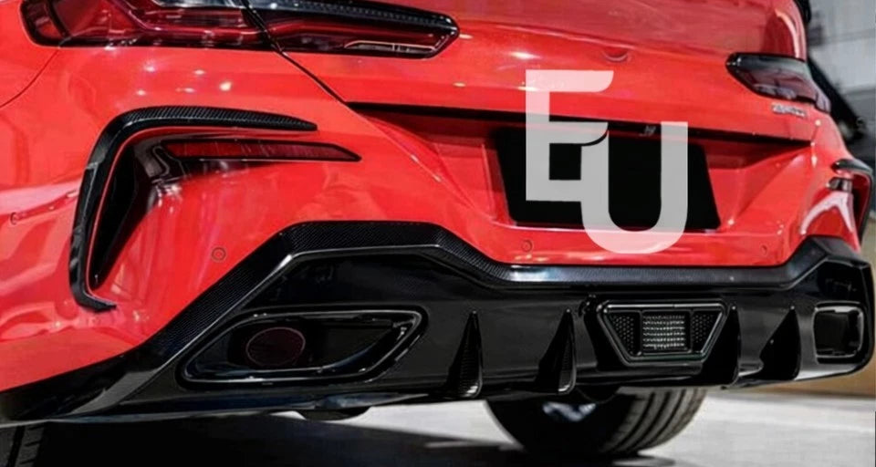 REAR DIFFUSER WITH LED LIGHT FOR BMW 8 SERIES G14 G15 M SPORT GLOSS BLACK 2019+