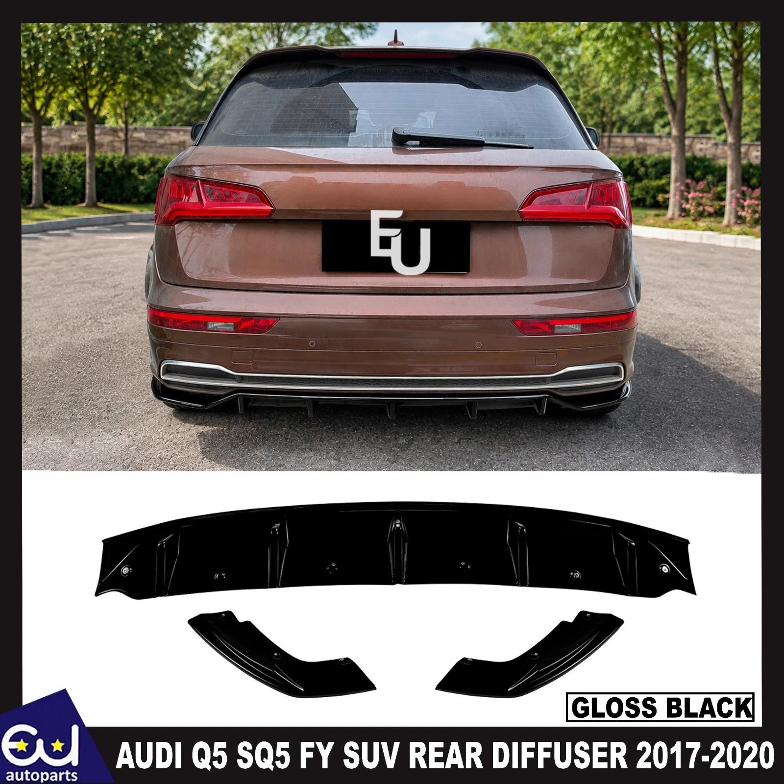 FOR AUDI Q5 SQ5 FY SUV PRE-LCI REAR BUMPER DIFFUSER SPLITTER BODY KIT 2017-2020