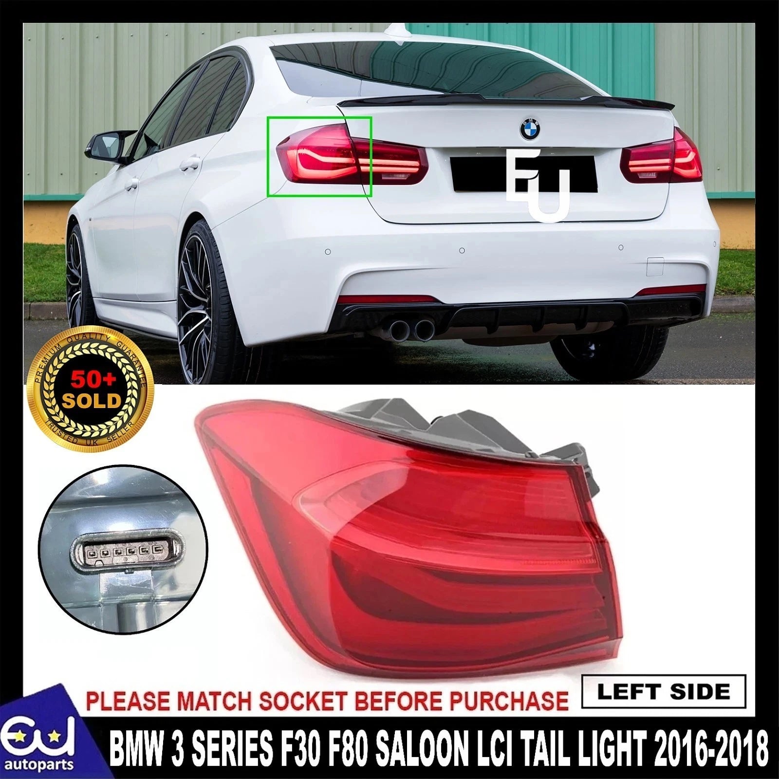 LEFT PASSENGER OUTER REAR TAIL LIGHT LAMP FOR BMW 3 SERIES F30 F80 SALOON LCI