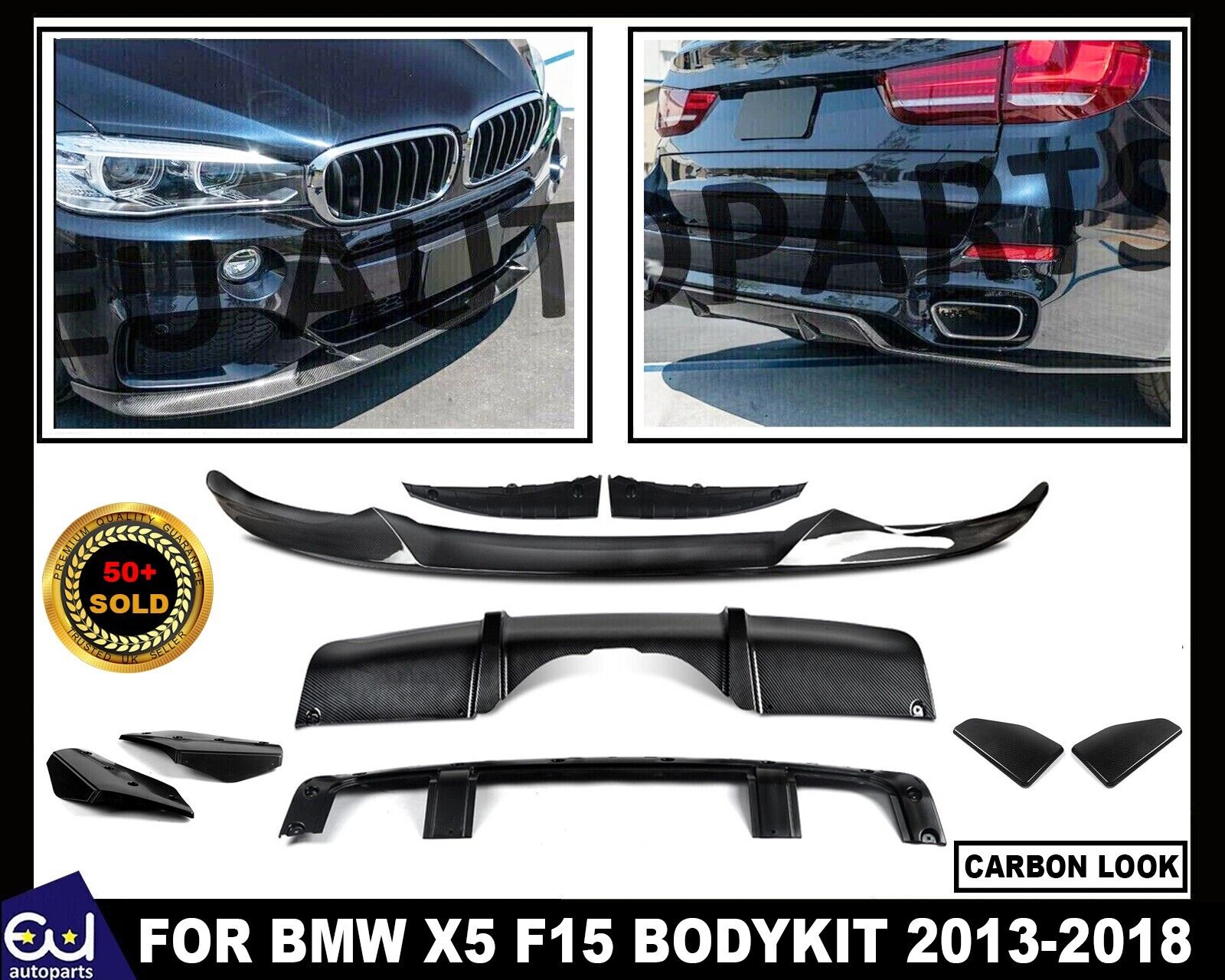 FOR BMW X5 F15 BODYKIT BODY KIT FRONT SPLITTER & REAR DIFFUSER CARBON LOOK