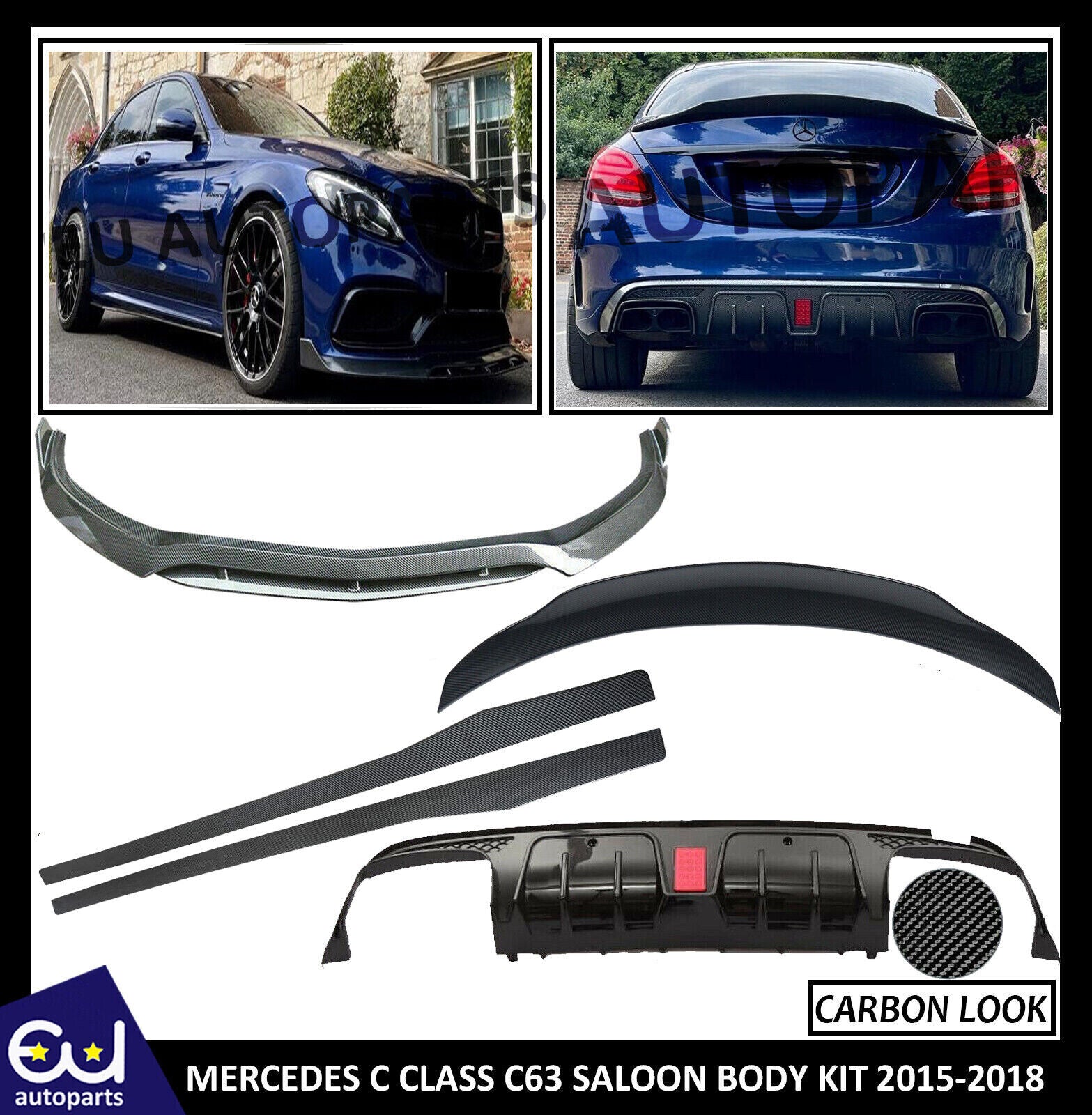 FOR MERCEDES BENZ C63 W205 15-18 BODYKIT BODY KIT FRONT SPLITTER LIP DIFFUSER