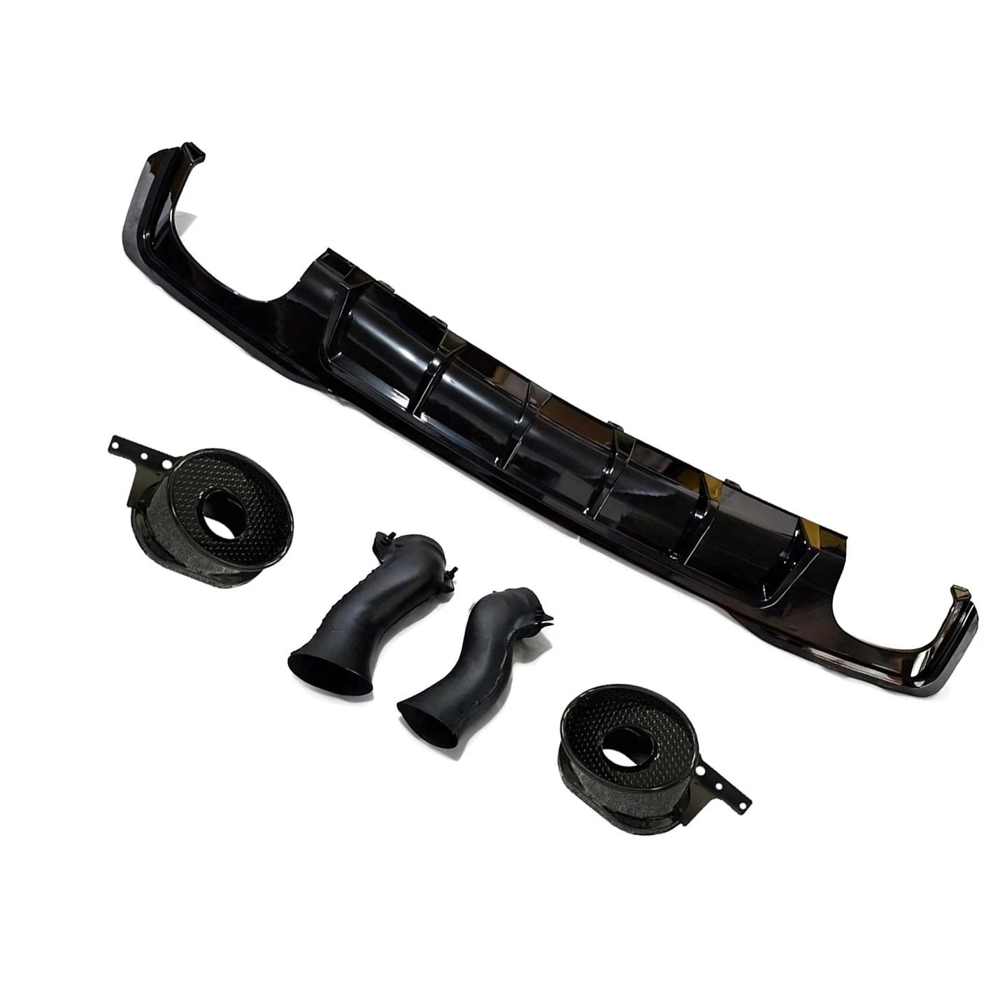 RS7 LOOK GLOSS BLACK REAR BUMPER DIFFUSER WITH TAILPIPE FOR AUDI A7 S7 4K8 2019+