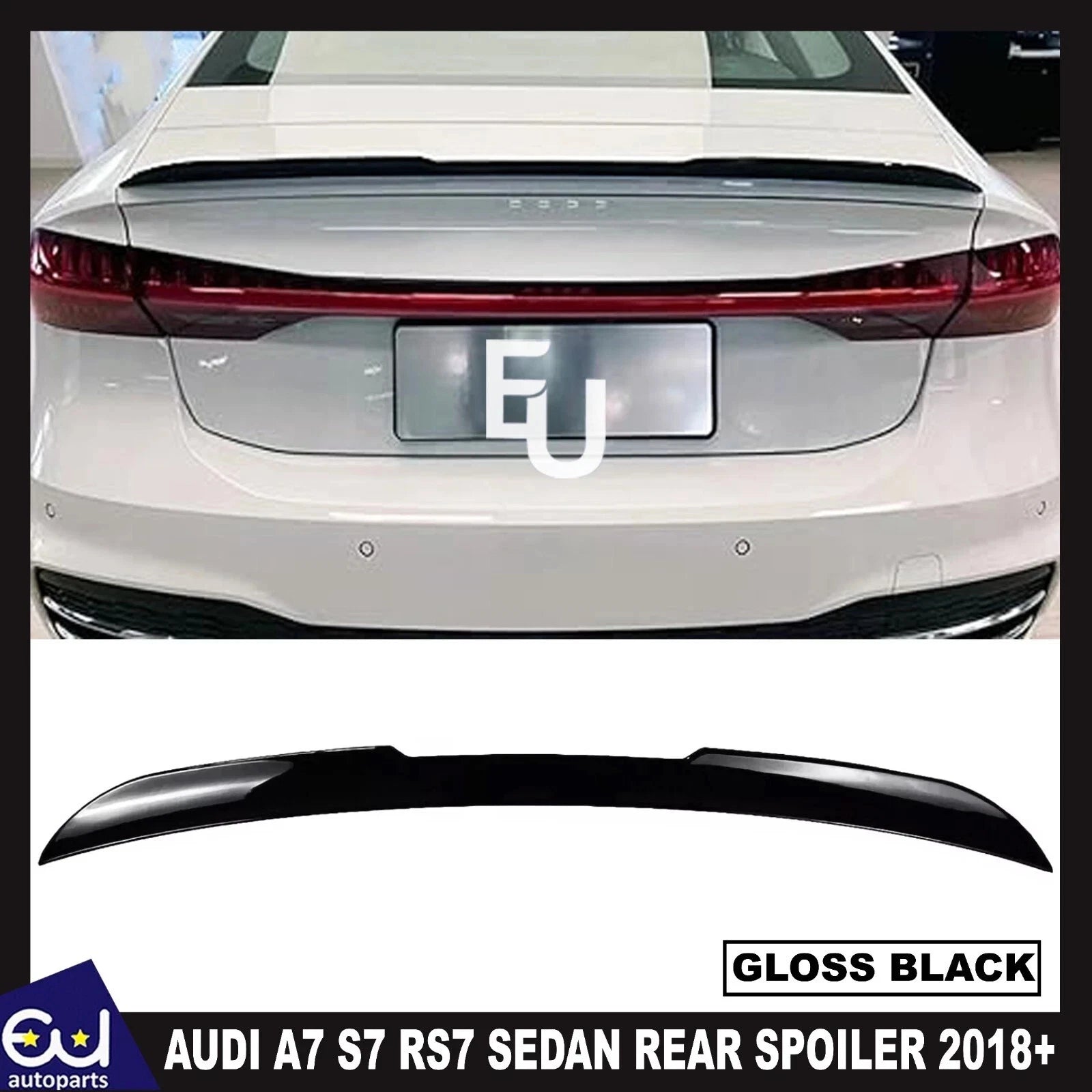 REAR BOOT TRUNK SPOILER LIP WING FOR AUDI A7 S7 RS7 4K SEDAN 2018+ GLOSS BLACK