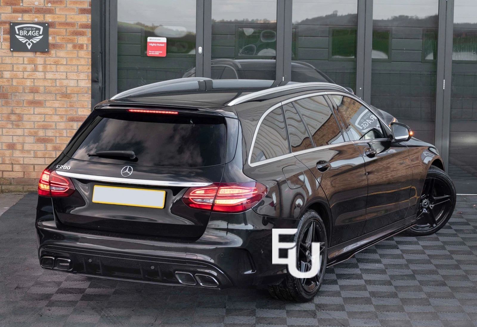 REAR ROOF SPOILER LIP WING FOR MERCEDES C CLASS S205 ESTATE 15-21 GLOSS BLACK