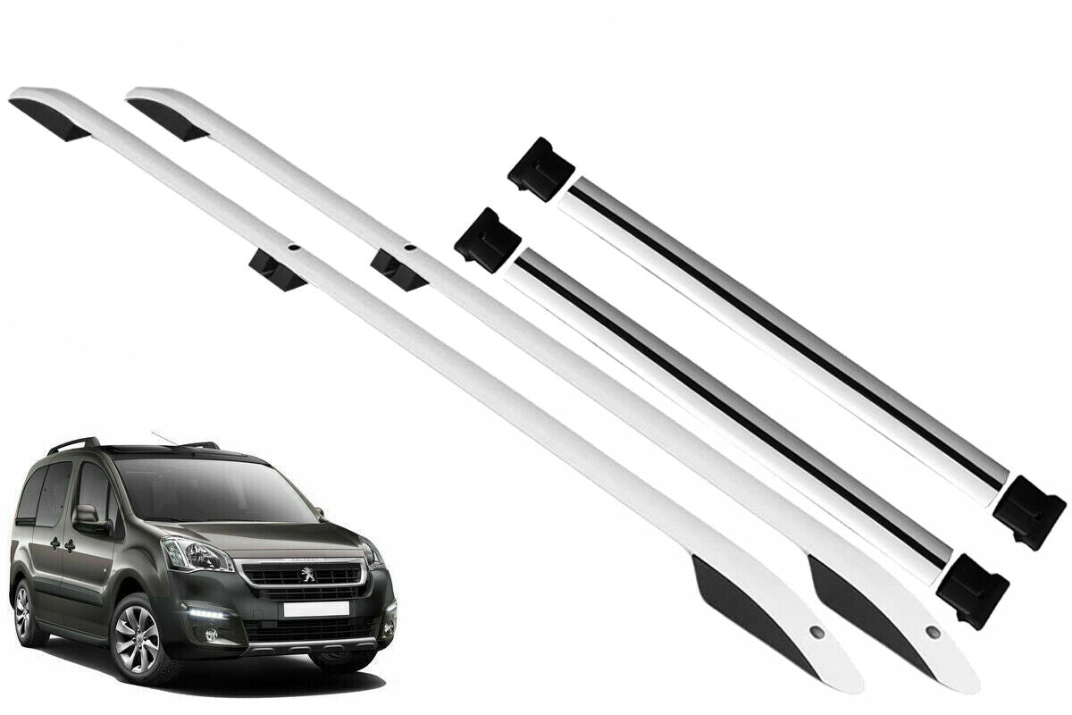 BERLINGO AND PARTNER ROOF RACK RAILS & CROSS BARS SET - SATIN SILVER 2008-2019